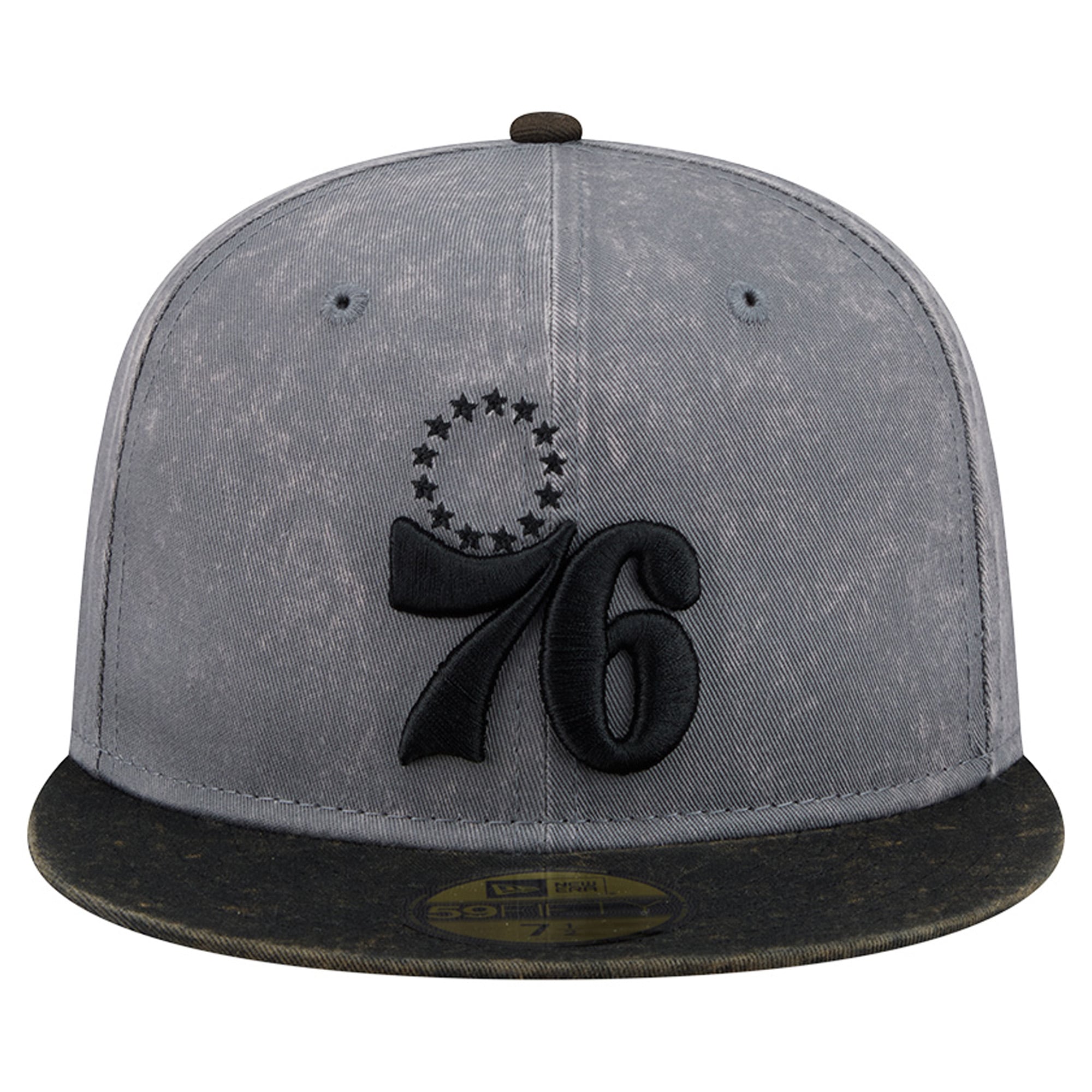 Men's New Era Gray/Black Philadelphia 76ers Washed 59FIFTY Fitted Hat