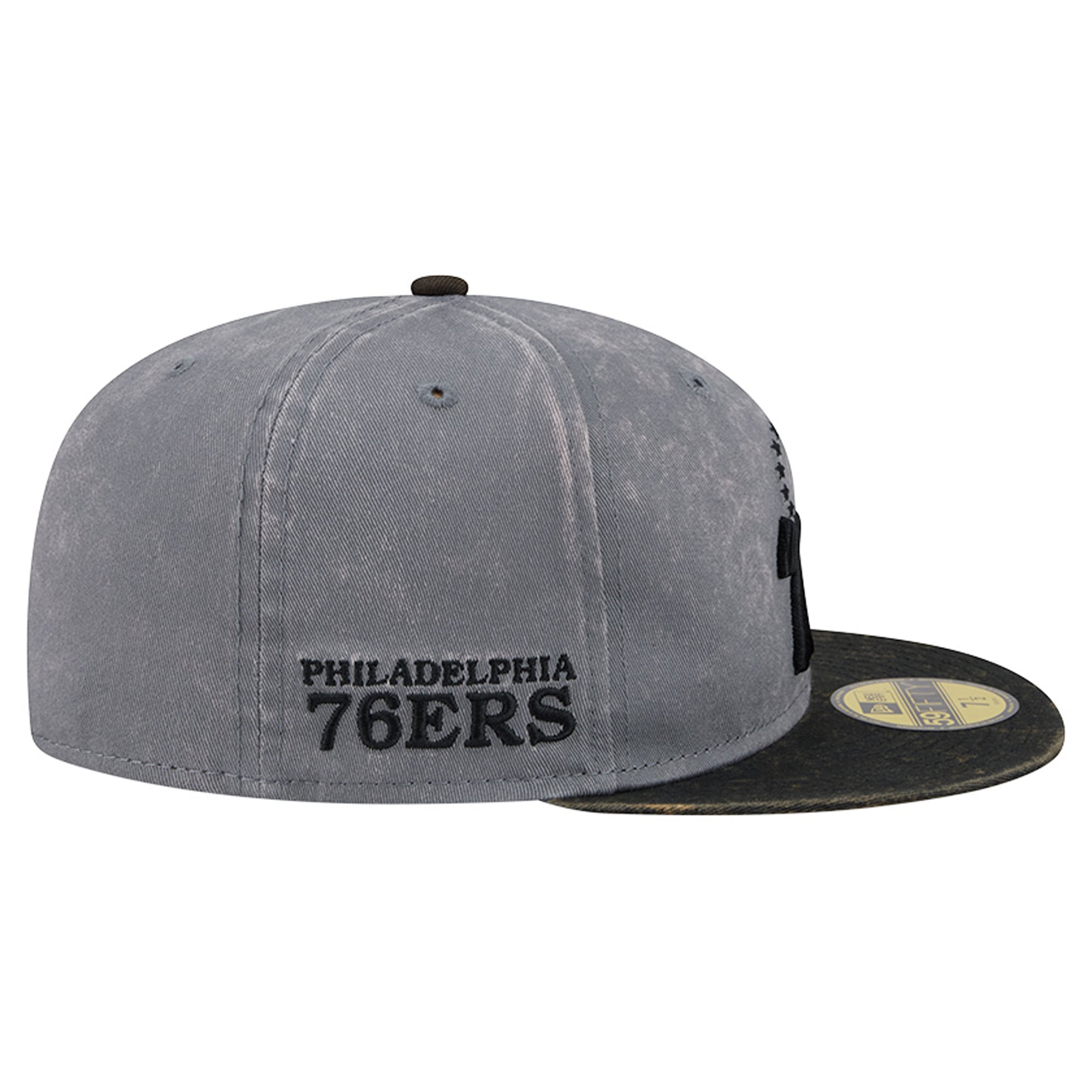 Men's New Era Gray/Black Philadelphia 76ers Washed 59FIFTY Fitted Hat