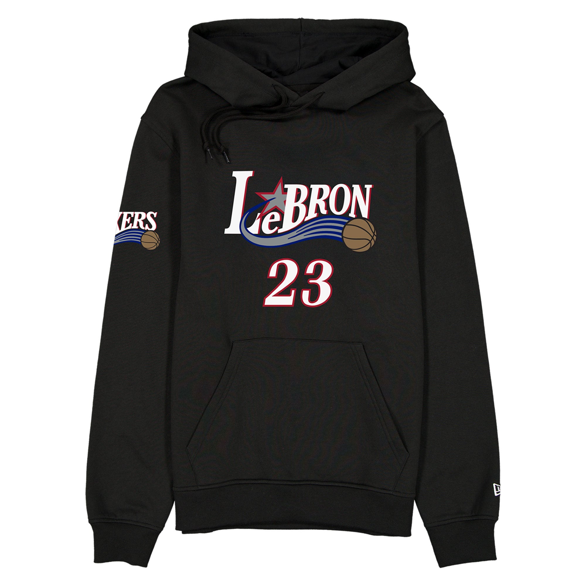 Sweat à capuche New Era LeBron James noir Philadelphia 76ers pour homme