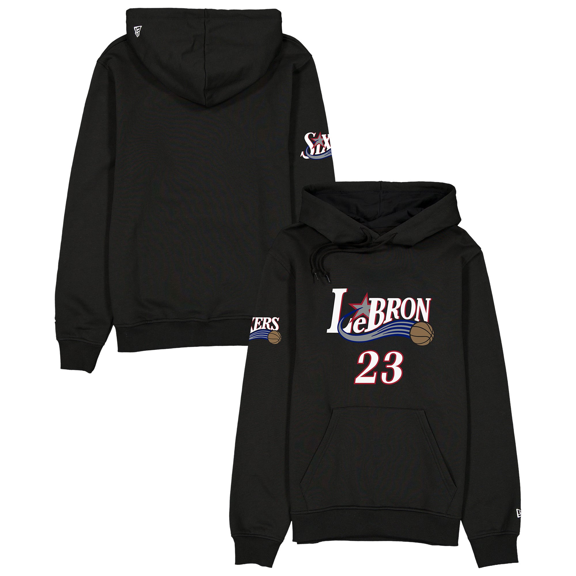 Sweat à capuche New Era LeBron James noir Philadelphia 76ers pour homme