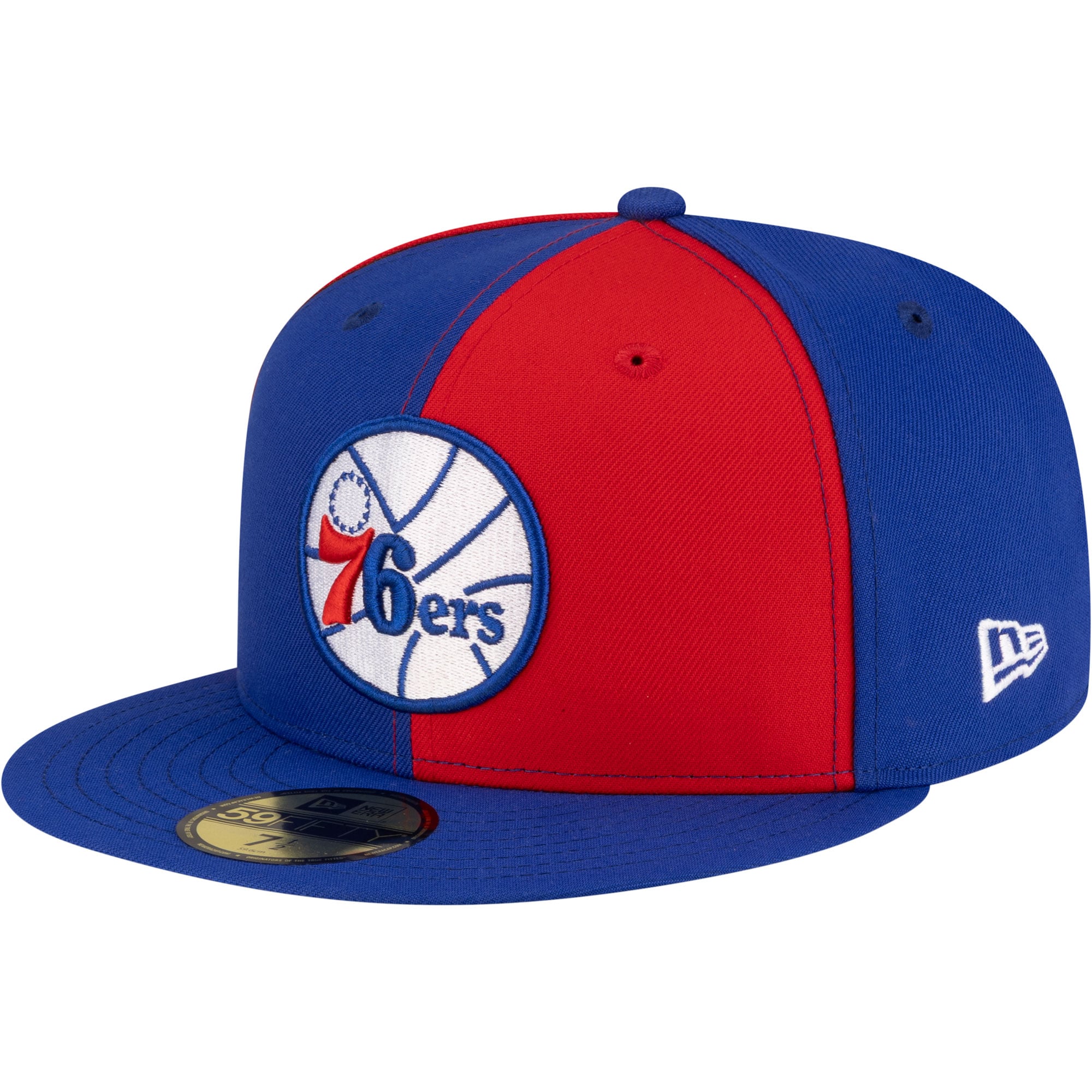 Men's Philadelphia 76ers New Era Red/Royal 80s Throwback Pinwheel 59FIFTY Fitted Hat