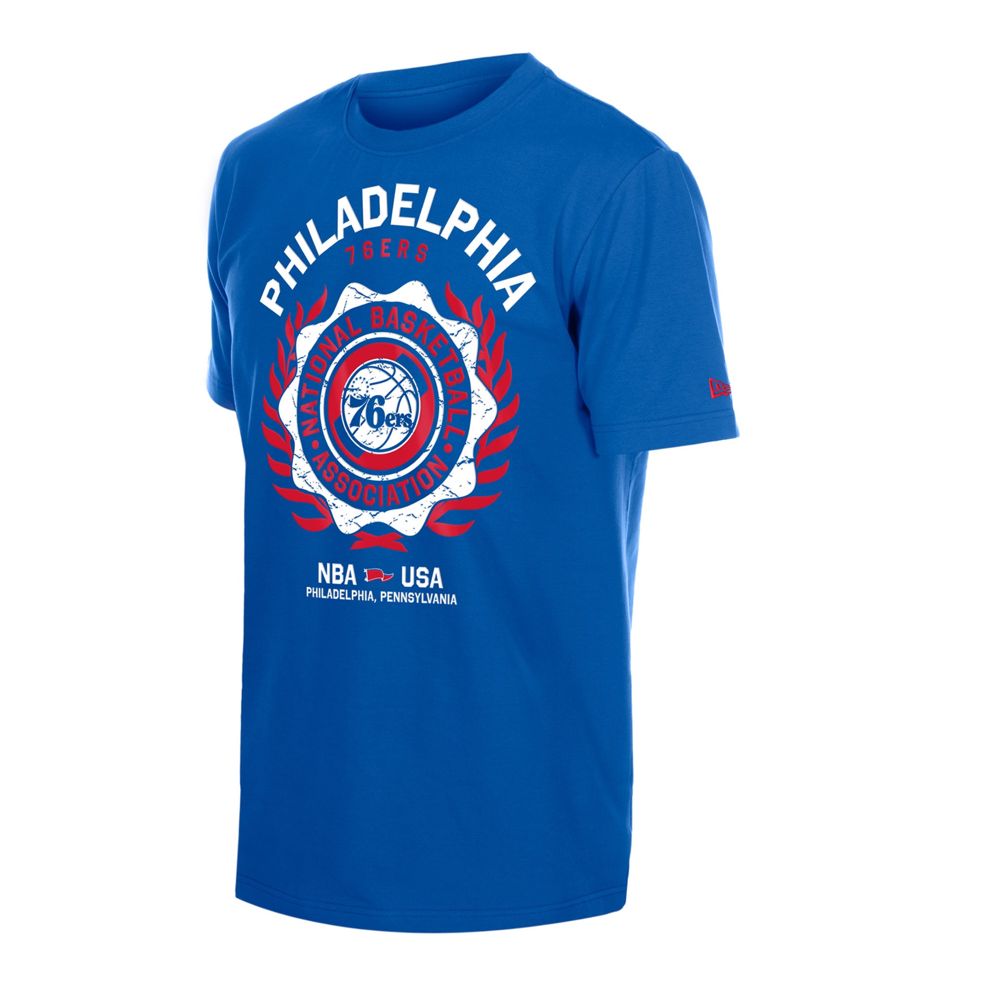 T-shirt floqué New Era Royal Philadelphia 76ers Laurel Crest pour homme