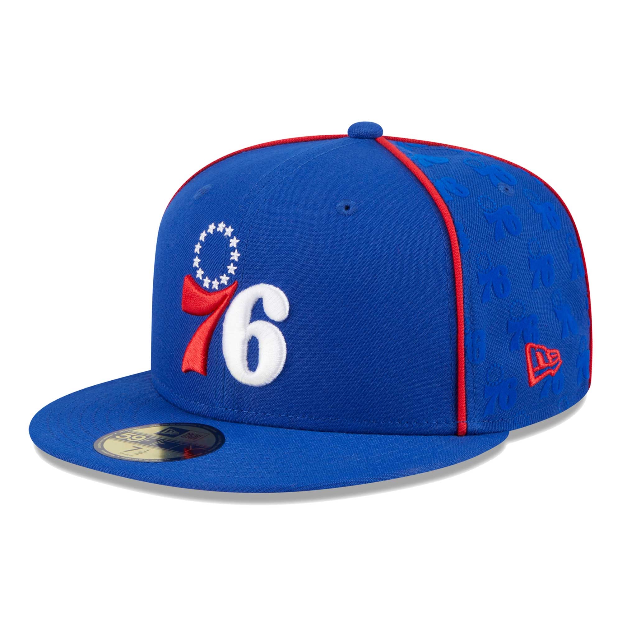 Men's Philadelphia 76ers New Era Royal Piped & Flocked 59Fifty Fitted Hat