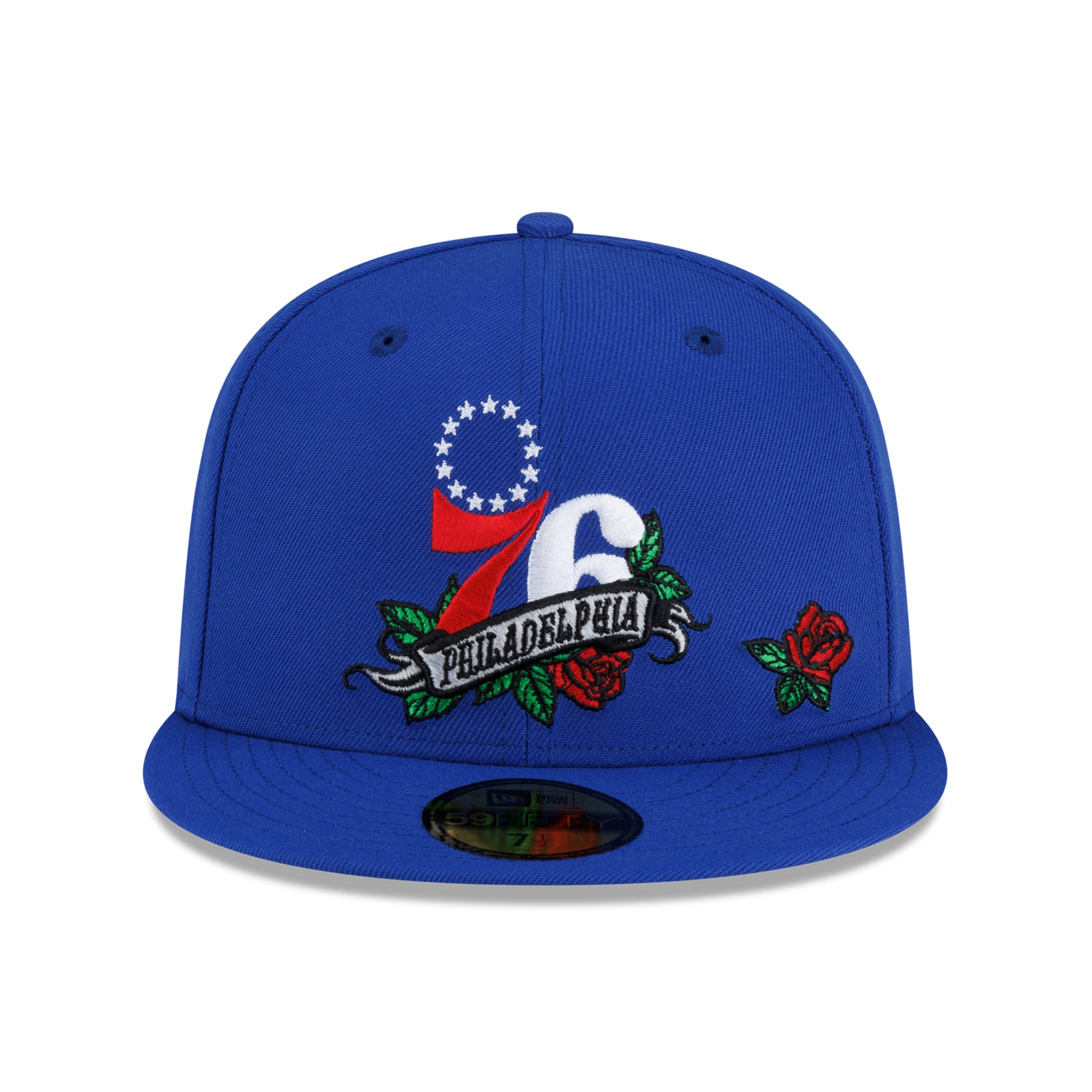 Casquette ajustée New Era Royal Philadelphia 76ers Rose Banner 59FIFTY pour homme