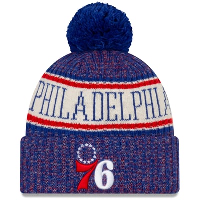 Philadelphia 76ers New Era Sport Cuffed Knit Hat with Pom - Royal