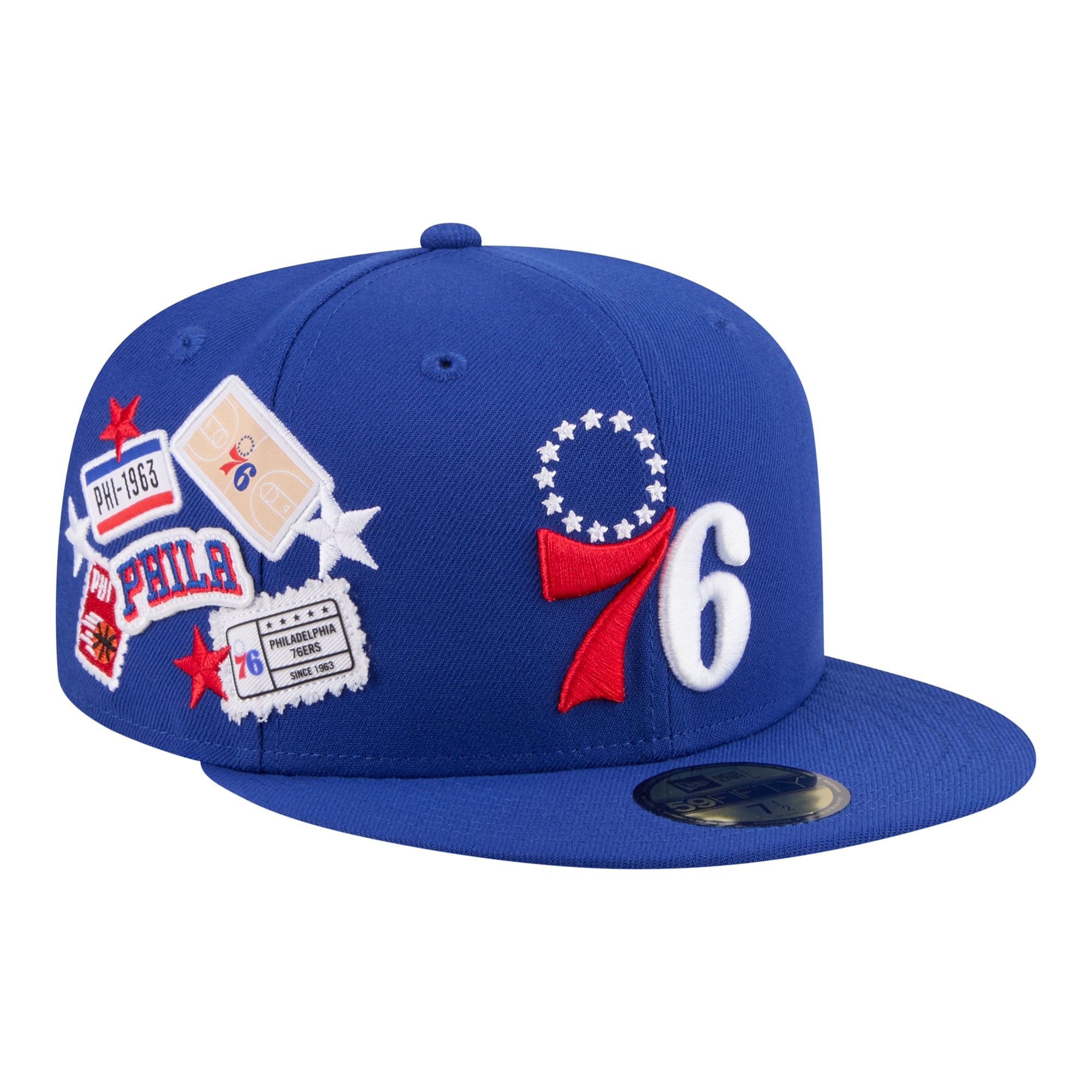 Men's New Era Royal Philadelphia 76ers Team Collage 59FIFTY Fitted Hat
