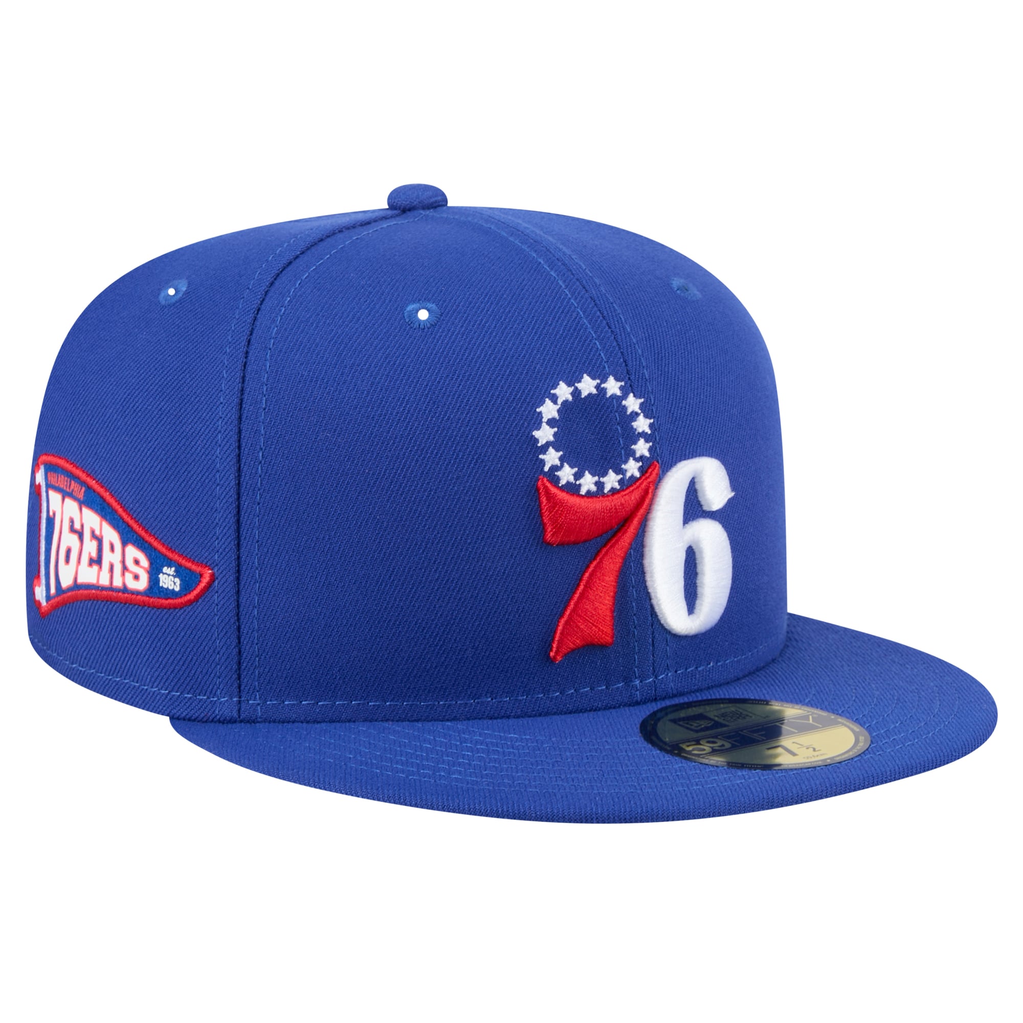 Men's Philadelphia 76ers New Era Royal Throwback Pennant 59FIFTY Fitted Hat