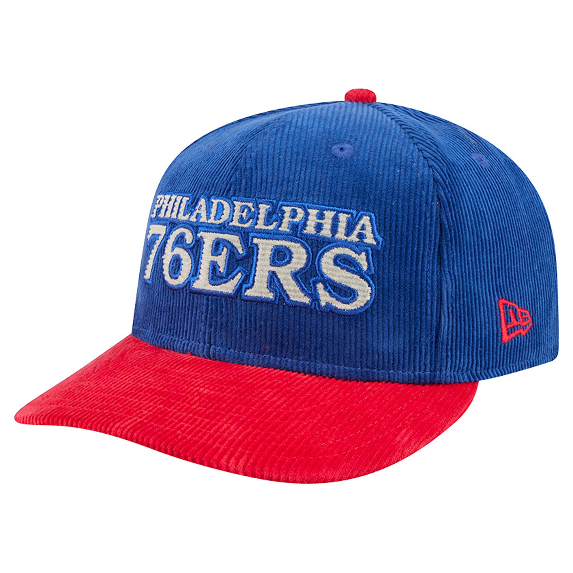 Casquette snapback New Era 9FIFTY en velours côtelé bleu royal/rouge Philadelphia 76ers pour homme
