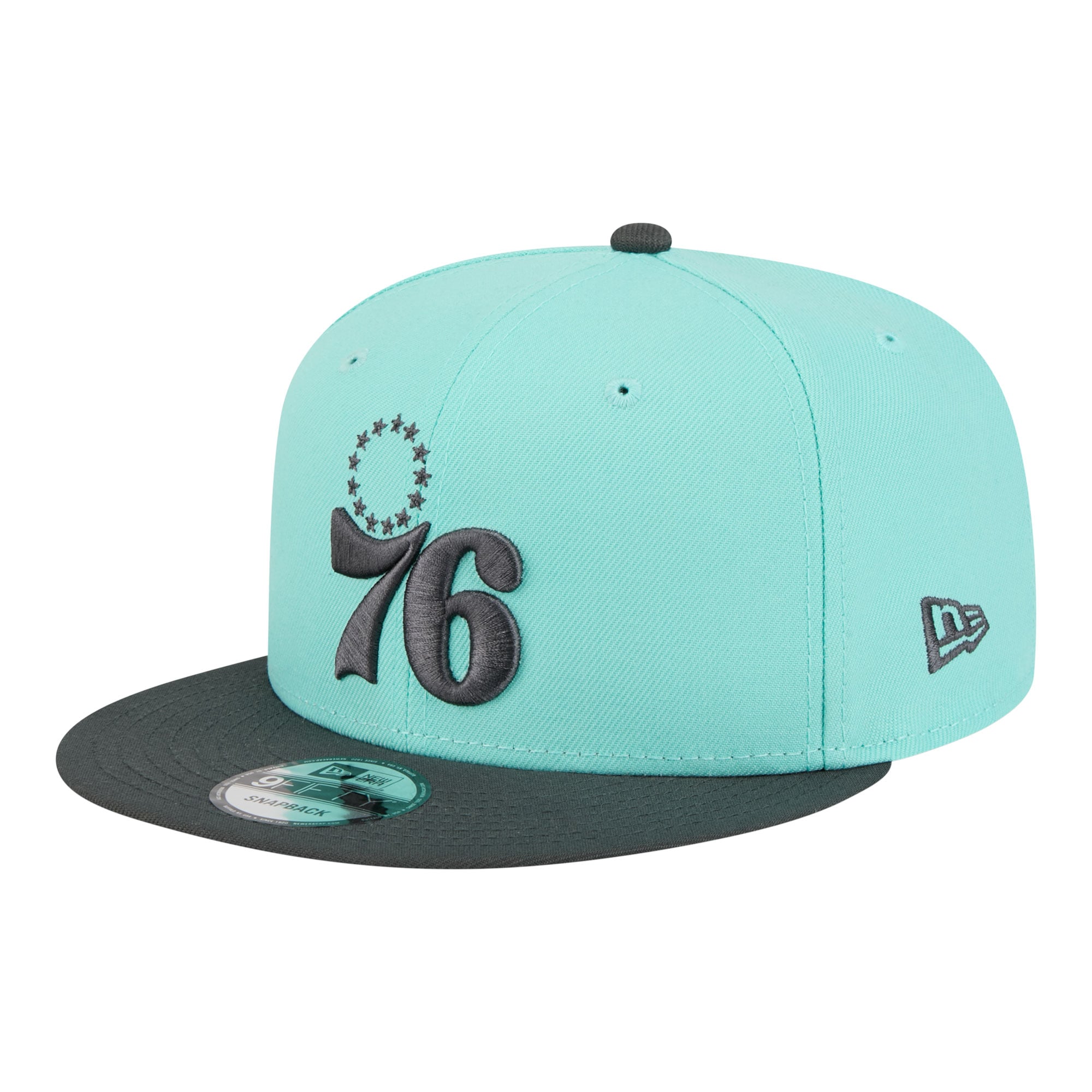 Men's New Era Turquoise/Charcoal Philadelphia 76ers Color Pack Two-Tone 9FIFTY Snapback Hat