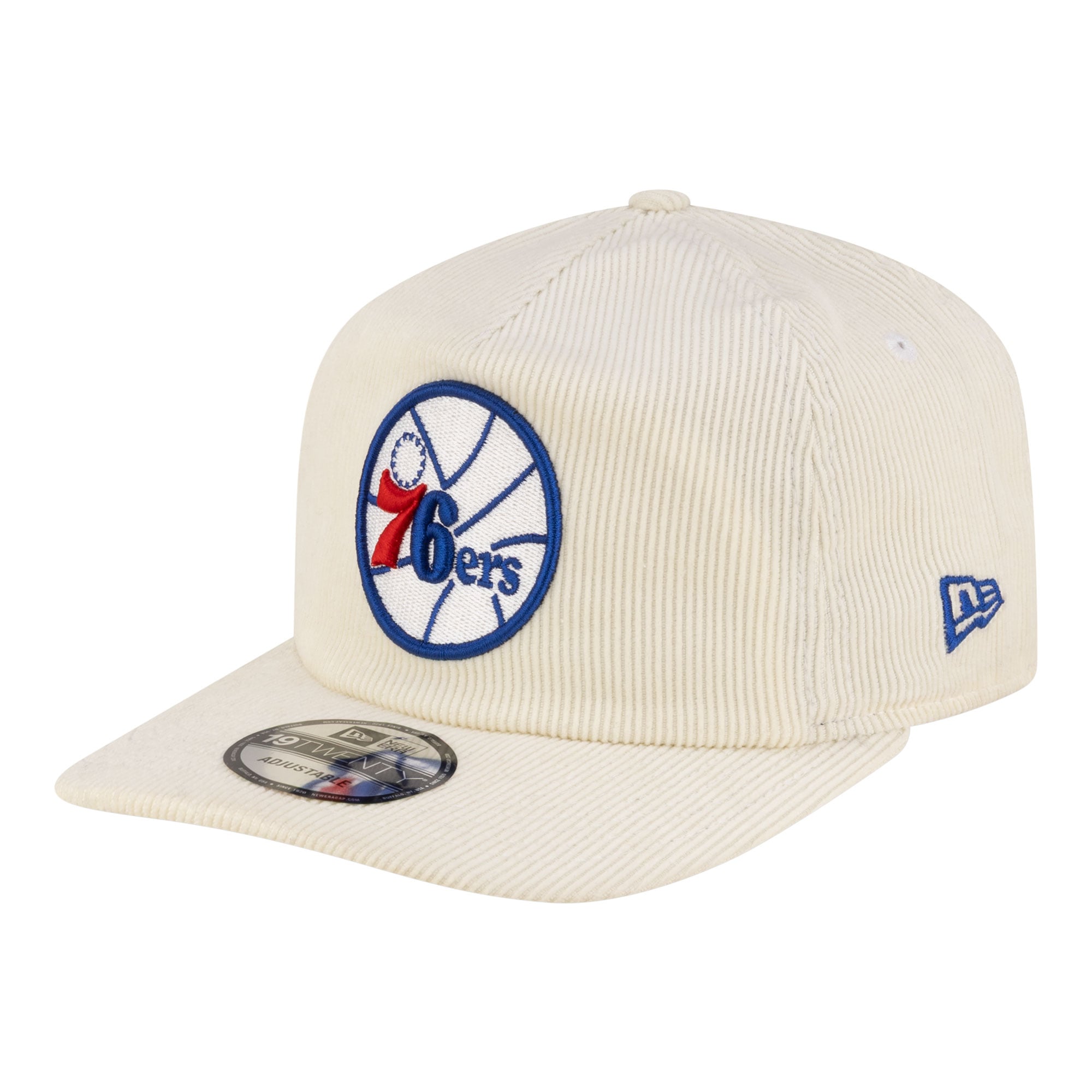 Men's New Era White Philadelphia 76ers 19TWENTY 80s Chrome Corduroy Adjustable Hat