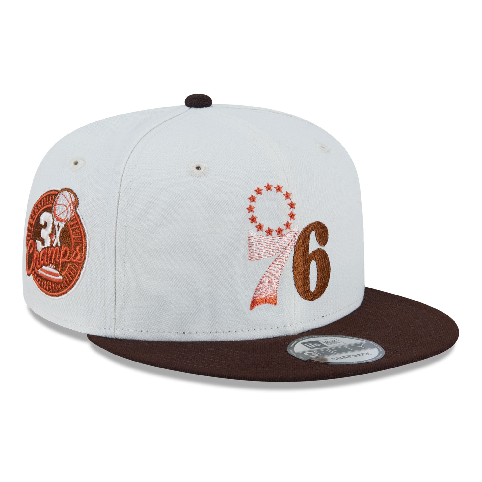 Men's New Era  White Philadelphia 76ers Pumpkin Spice 9FIFTY Snapback Hat
