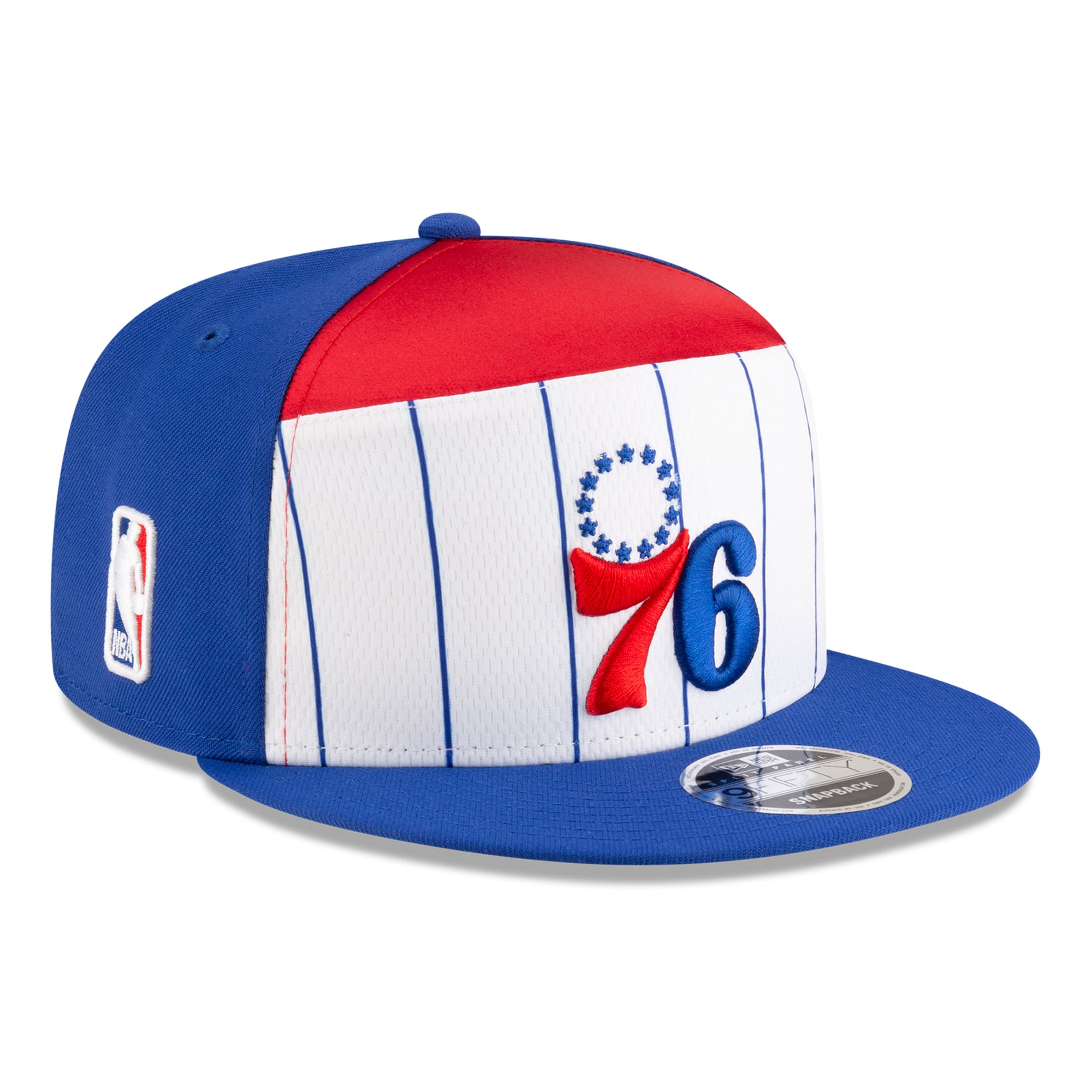 Men's New Era White/Blue Philadelphia 76ers 2025 NBA Tip Off Split Panel 9FIFTY Snapback Hat