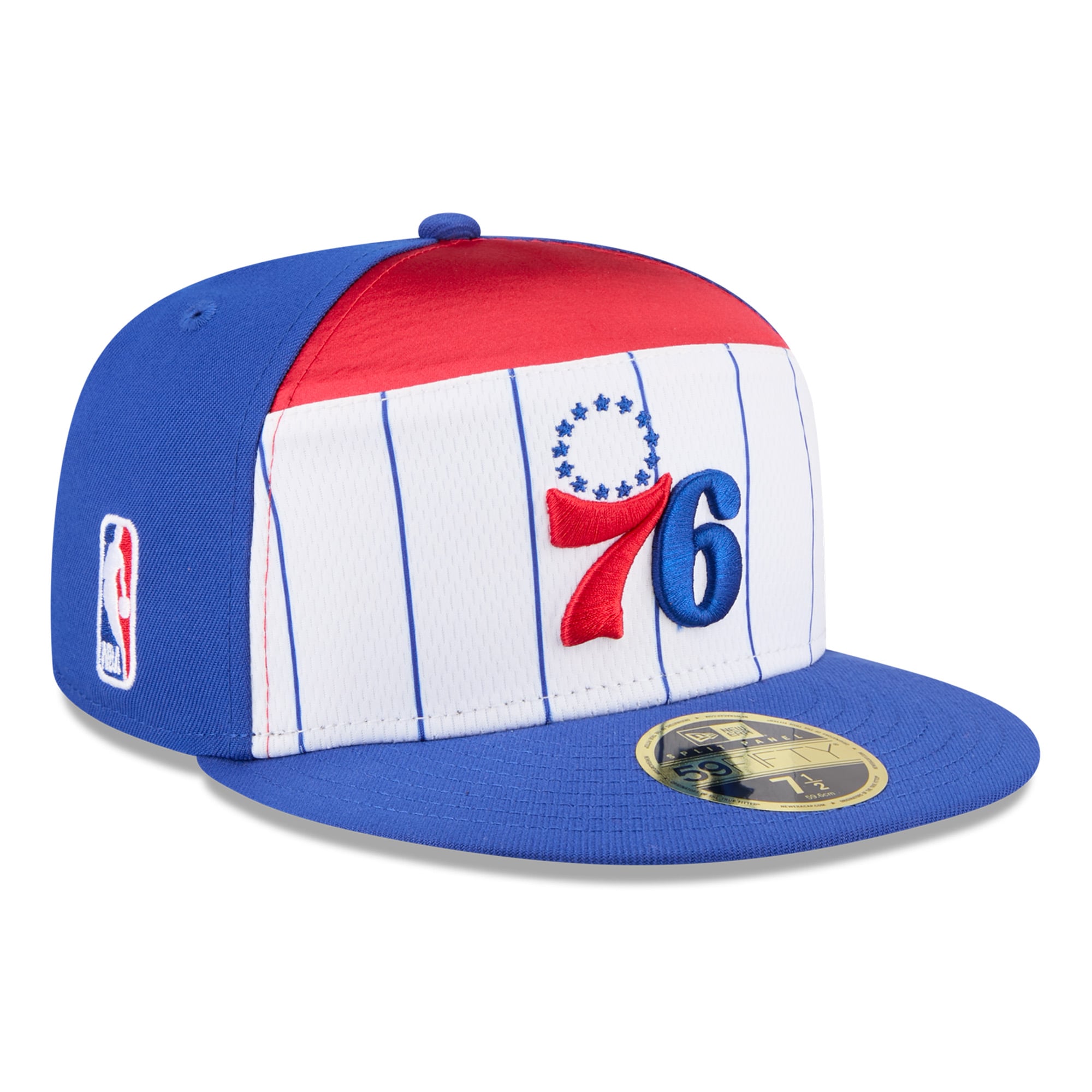 Men's New Era White/Royal Philadelphia 76ers 2025 NBA Tip Off Split Panel 59FIFTY Fitted Hat