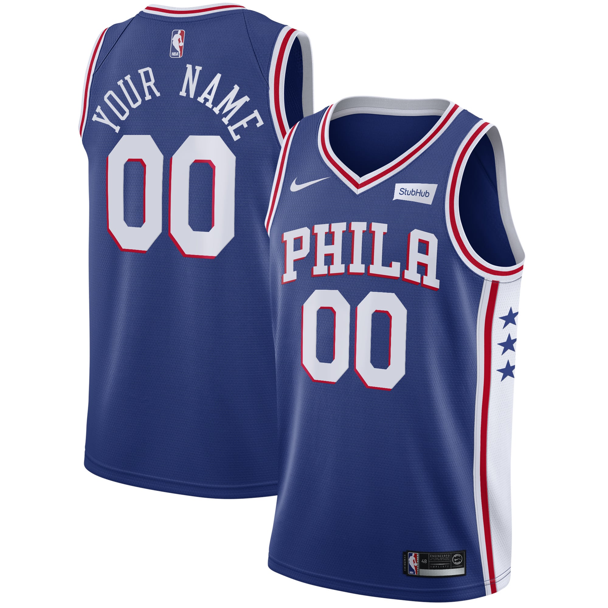 Maillot Nike Philadelphia 76ers bleu pour homme - Swingman personnalisé Édition Icon