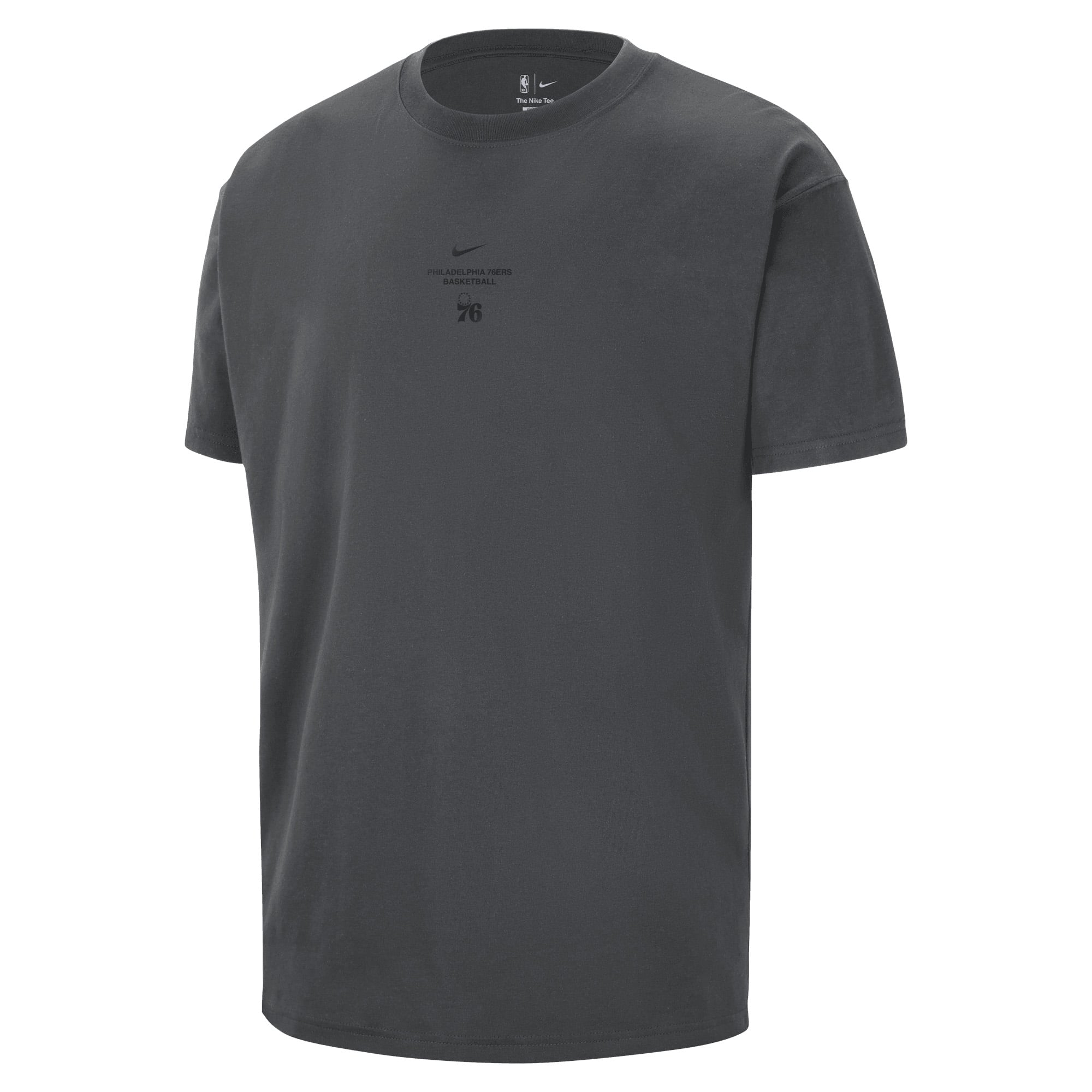 T-shirt Nike Max 90 d'avant-match, couleur anthracite, Philadelphia 76ers, édition standard 2026, pour homme