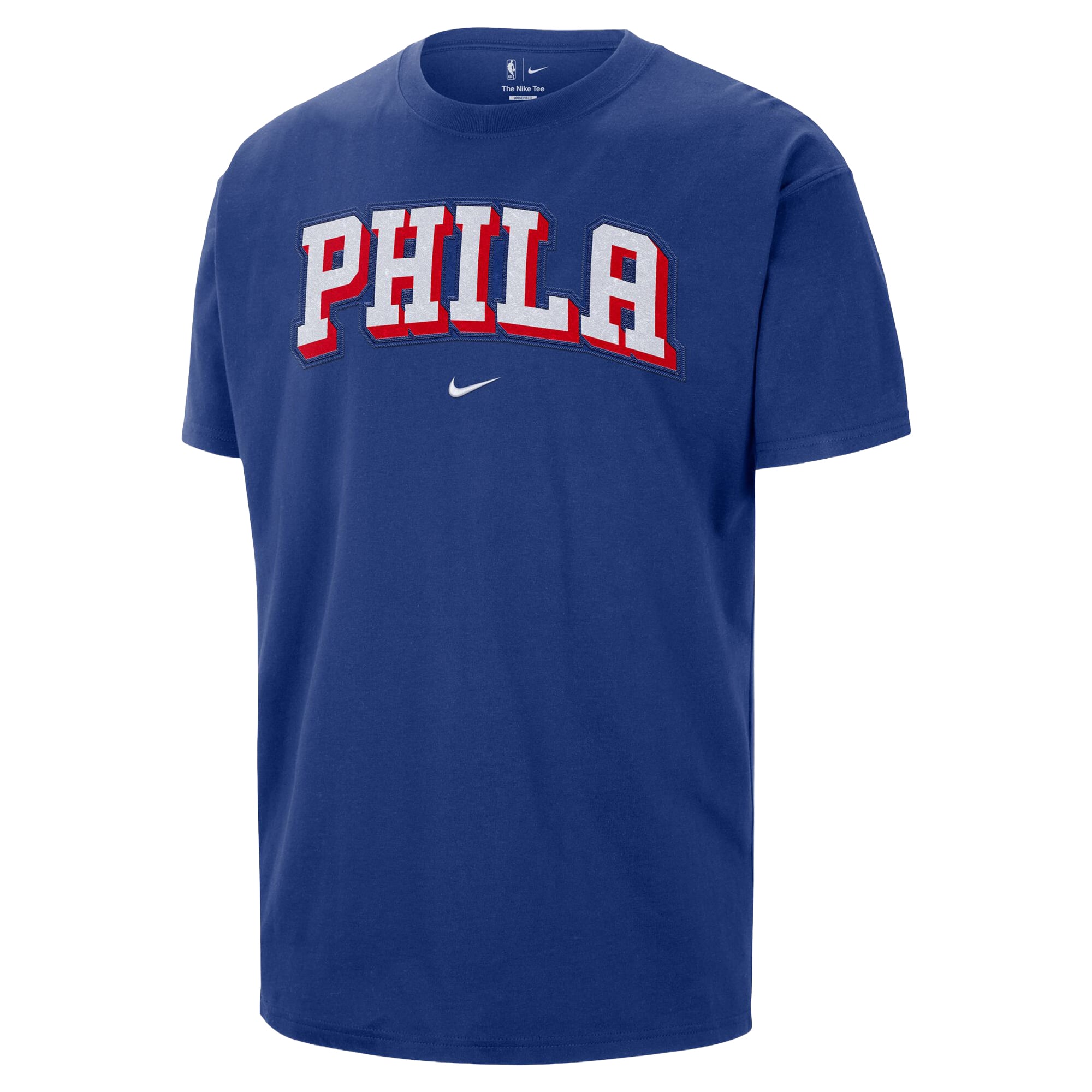 T-shirt homme Nike Royal Philadelphia 76ers avec logo en sergé