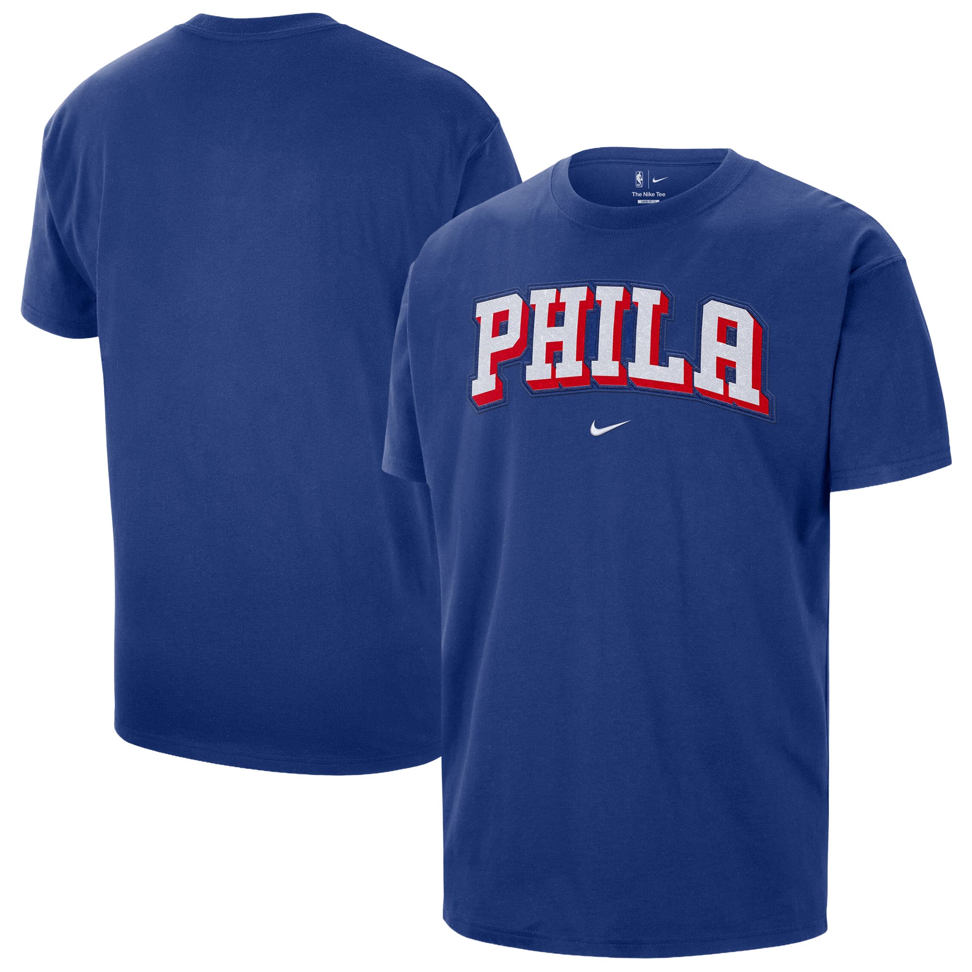 T-shirt homme Nike Royal Philadelphia 76ers avec logo en sergé