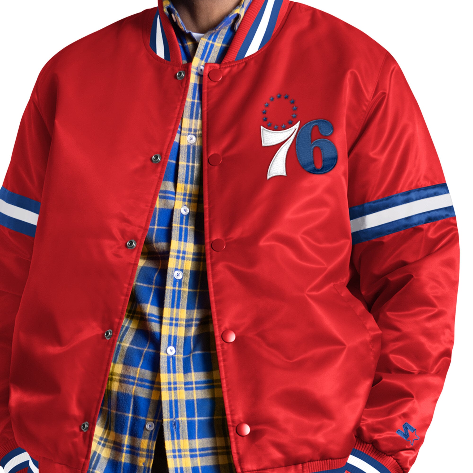 Veste universitaire Starter rouge Philadelphia 76ers Courtside II à boutons-pression pour homme