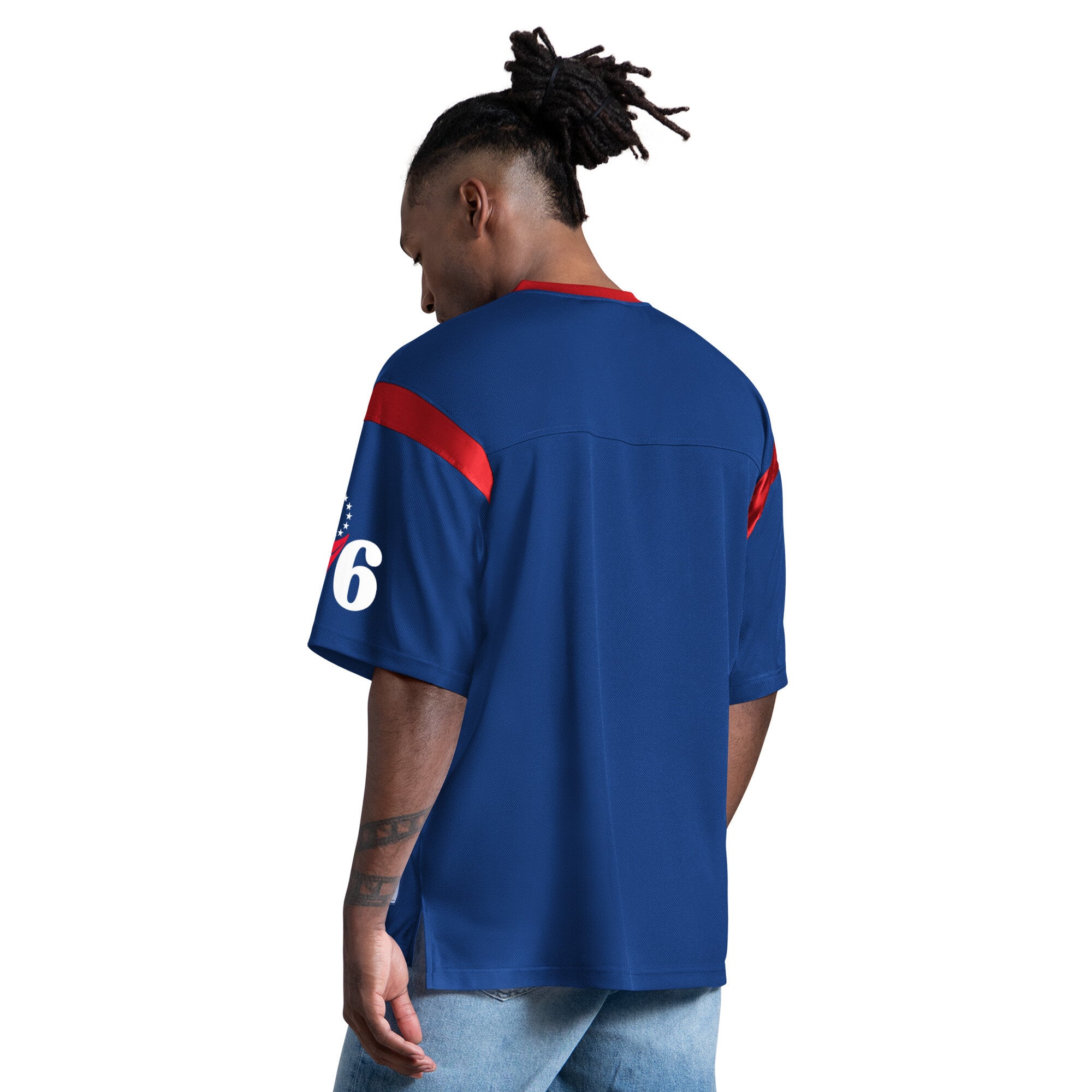 T-shirt à col en V Starter Royal Philadelphia 76ers pour homme