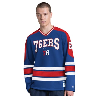 Philadelphia 76ers Starter Puck Drop Long Sleeve V-Neck T-Shirt - Royal