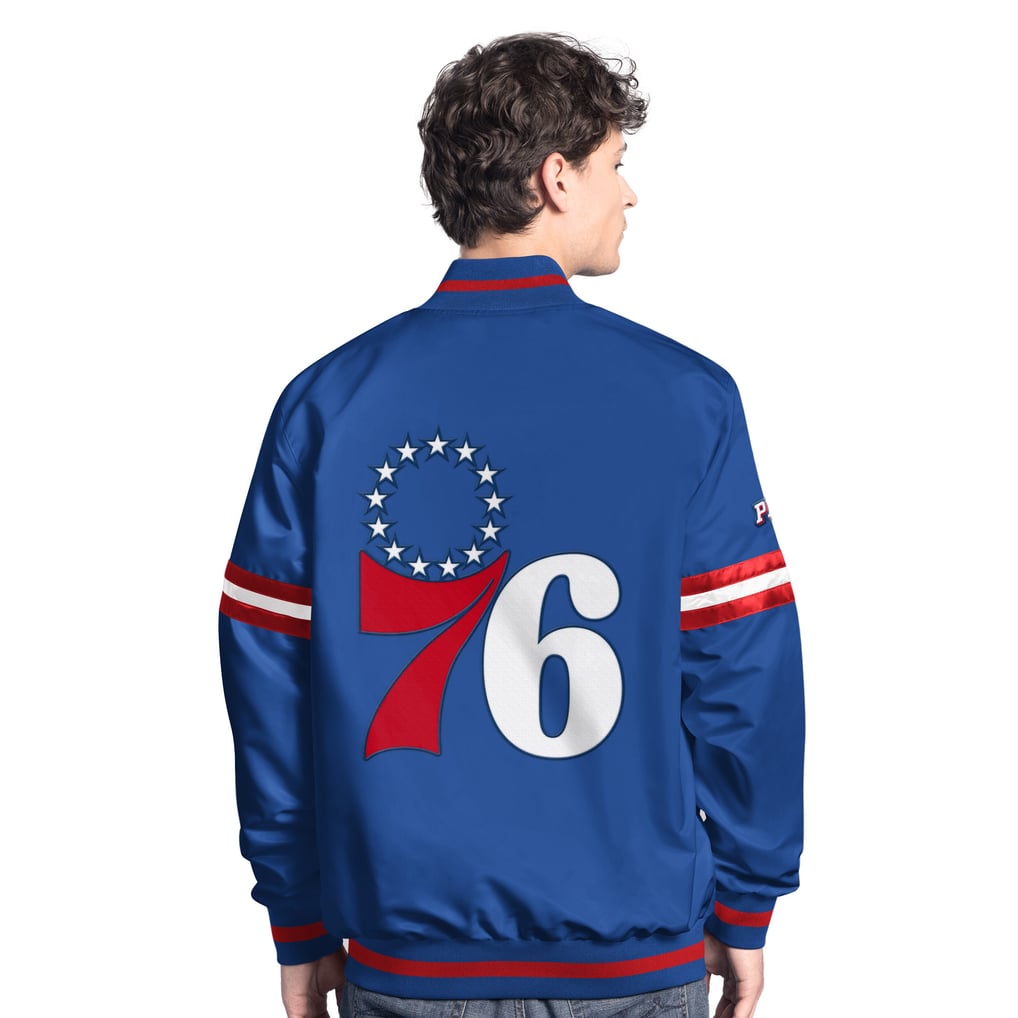 Philadelphia 76ers Starter Scout Full Snap Varsity Jacket - Royal/Red