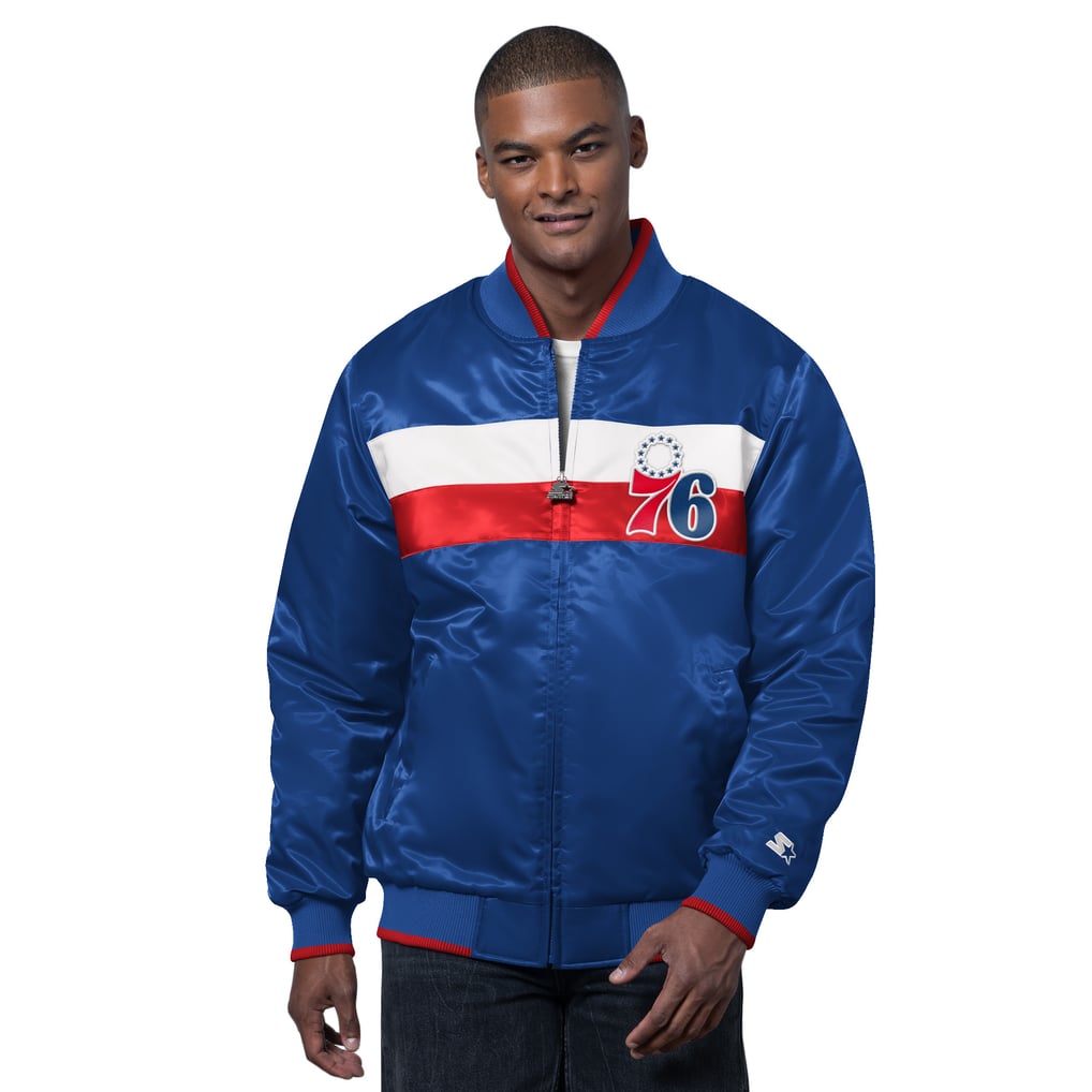 Philadelphia 76ers Starter The Ambassador Satin Varsity Jacket - Royal/Red