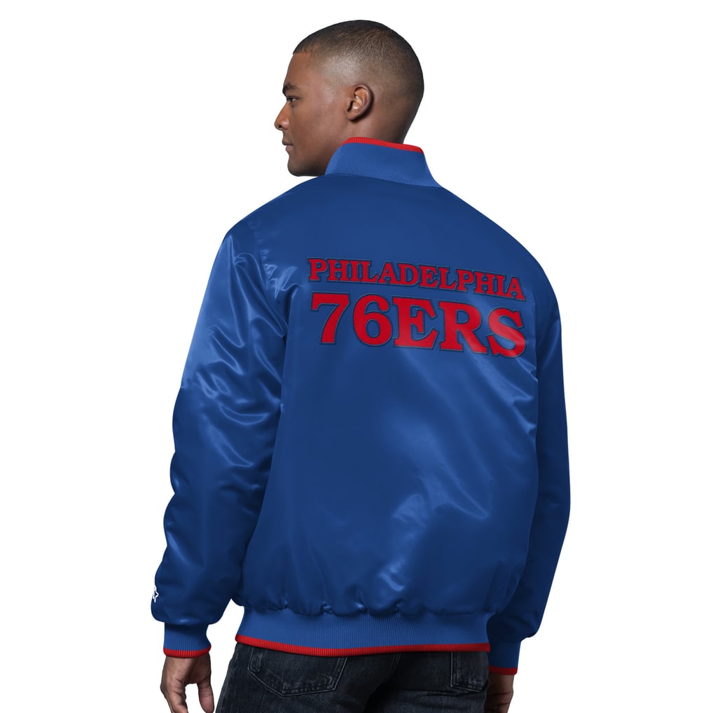 Philadelphia 76ers Starter The Ambassador Satin Varsity Jacket - Royal/Red