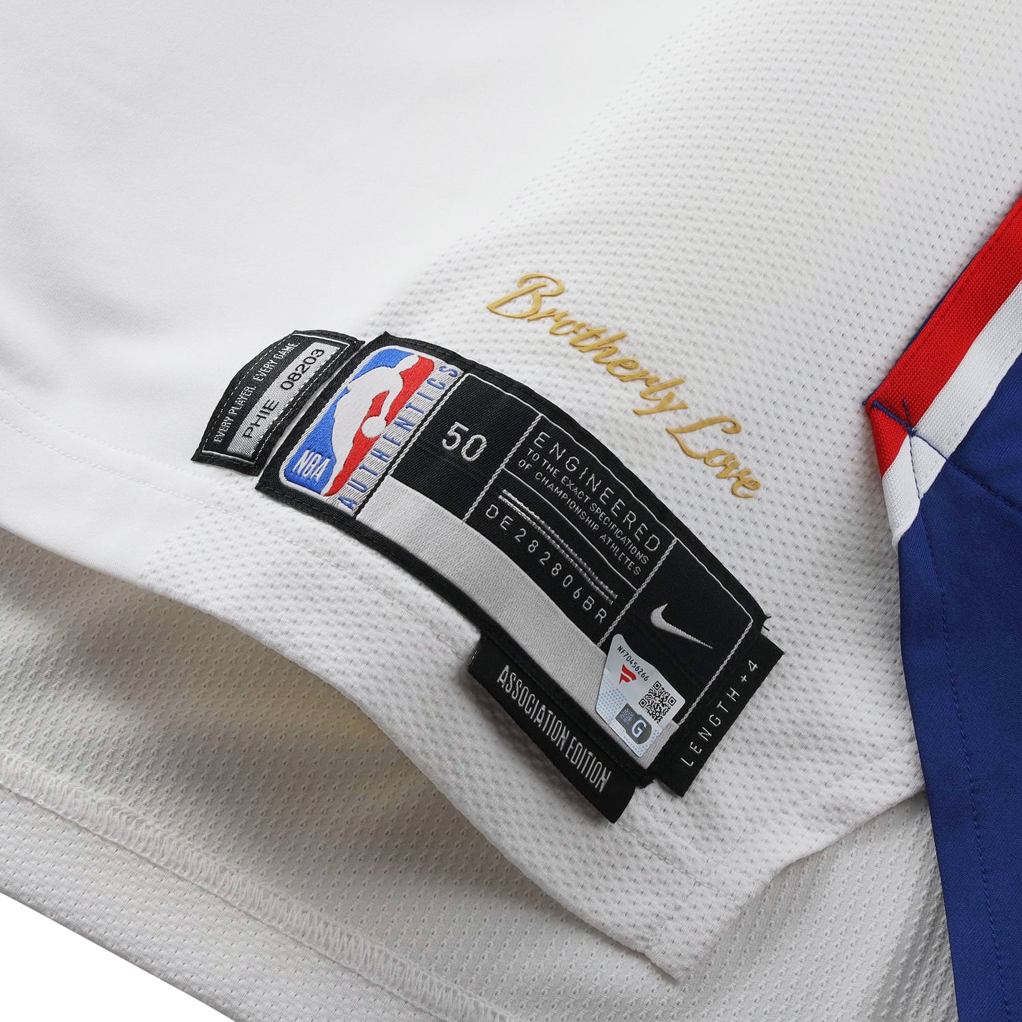 Maillot blanc n° 17 des Philadelphia 76ers, porté par Patrick Baldwin Jr. lors de la saison NBA 2025-2026 - Taille 50+4