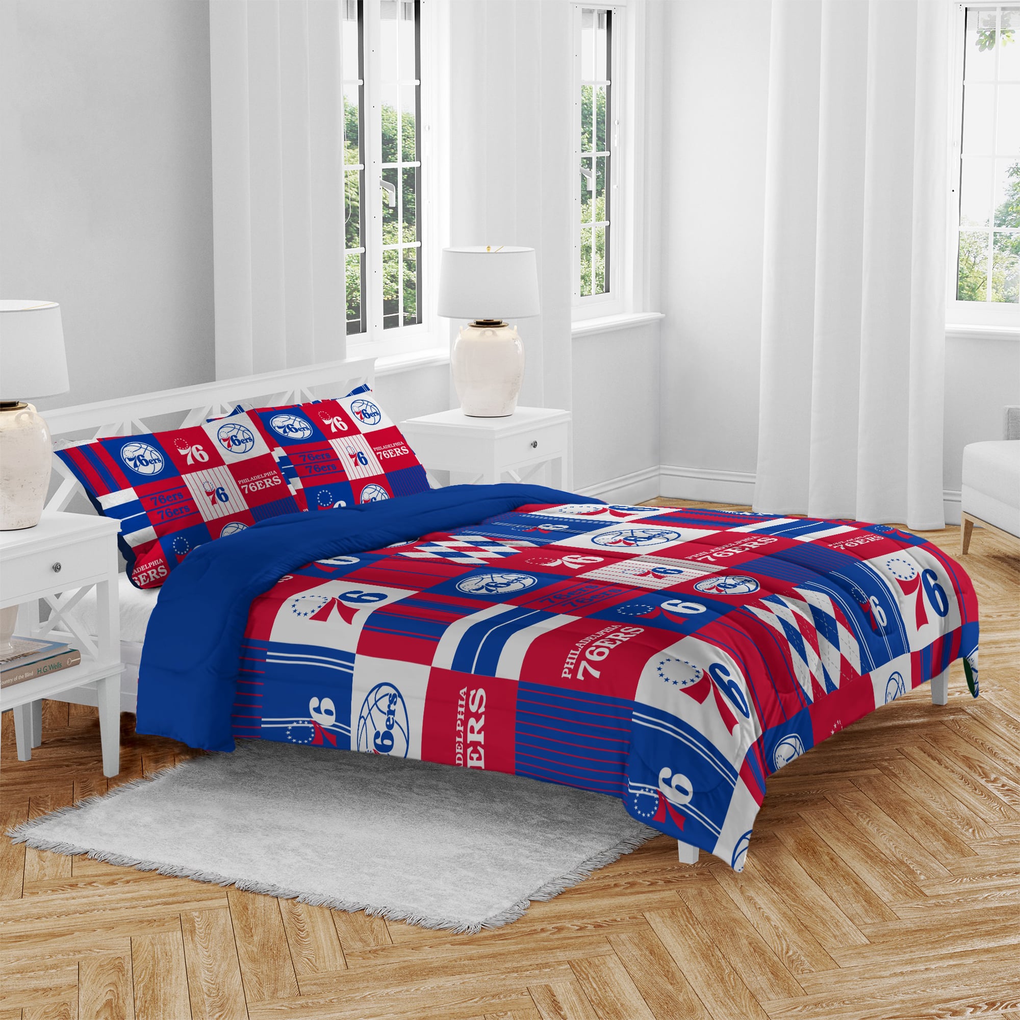Ensemble de literie trois pièces à carreaux patchwork Pegasus Philadelphia 76ers (grand lit/queen)