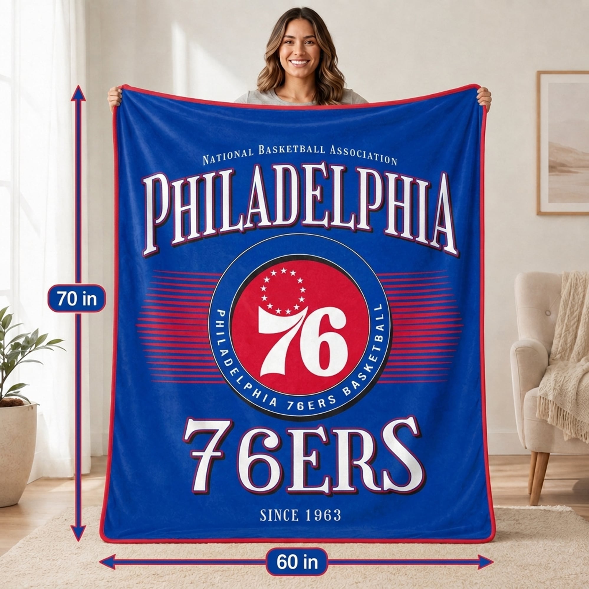 Couverture ultra douce Pegasus Philadelphia 76ers Spotlight Arch 60" x 70"