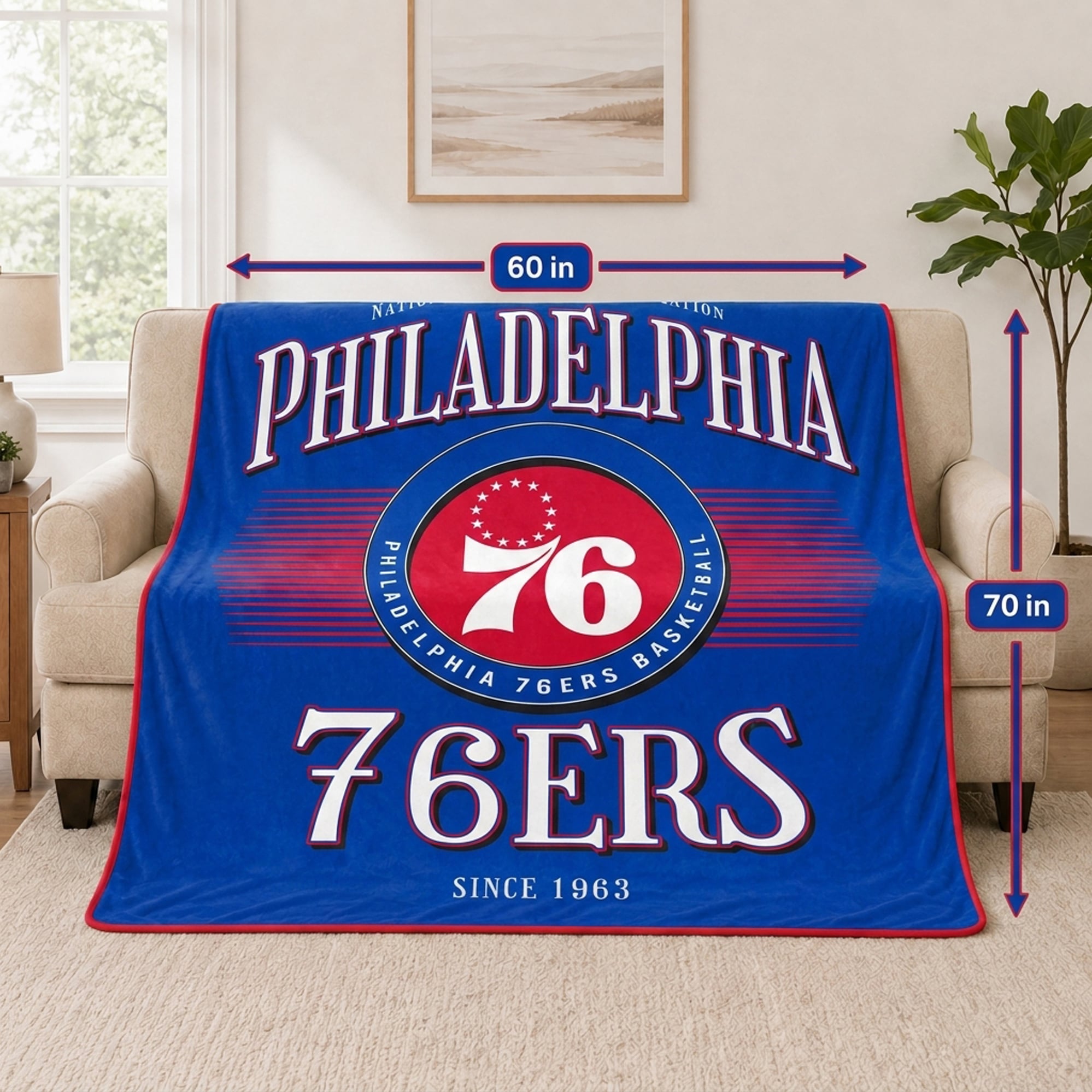 Couverture ultra douce Pegasus Philadelphia 76ers Spotlight Arch 60" x 70"