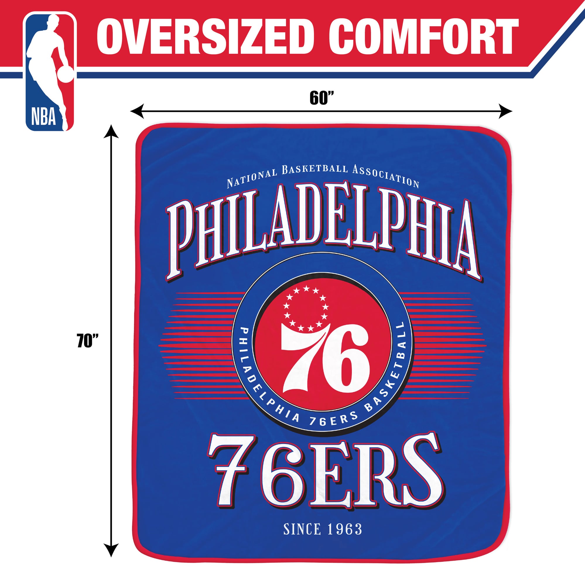 Couverture ultra douce Pegasus Philadelphia 76ers Spotlight Arch 60" x 70"