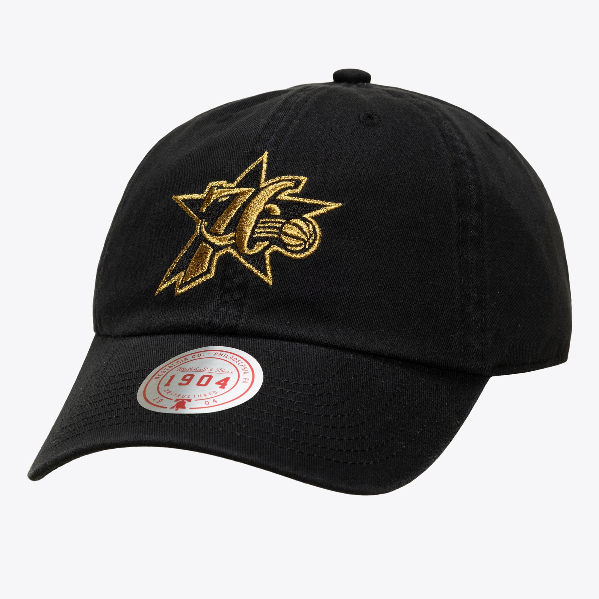 Philadelphia 76ers Black & Gold Hardwood Classics 1904 Dad Adjustable Hat
