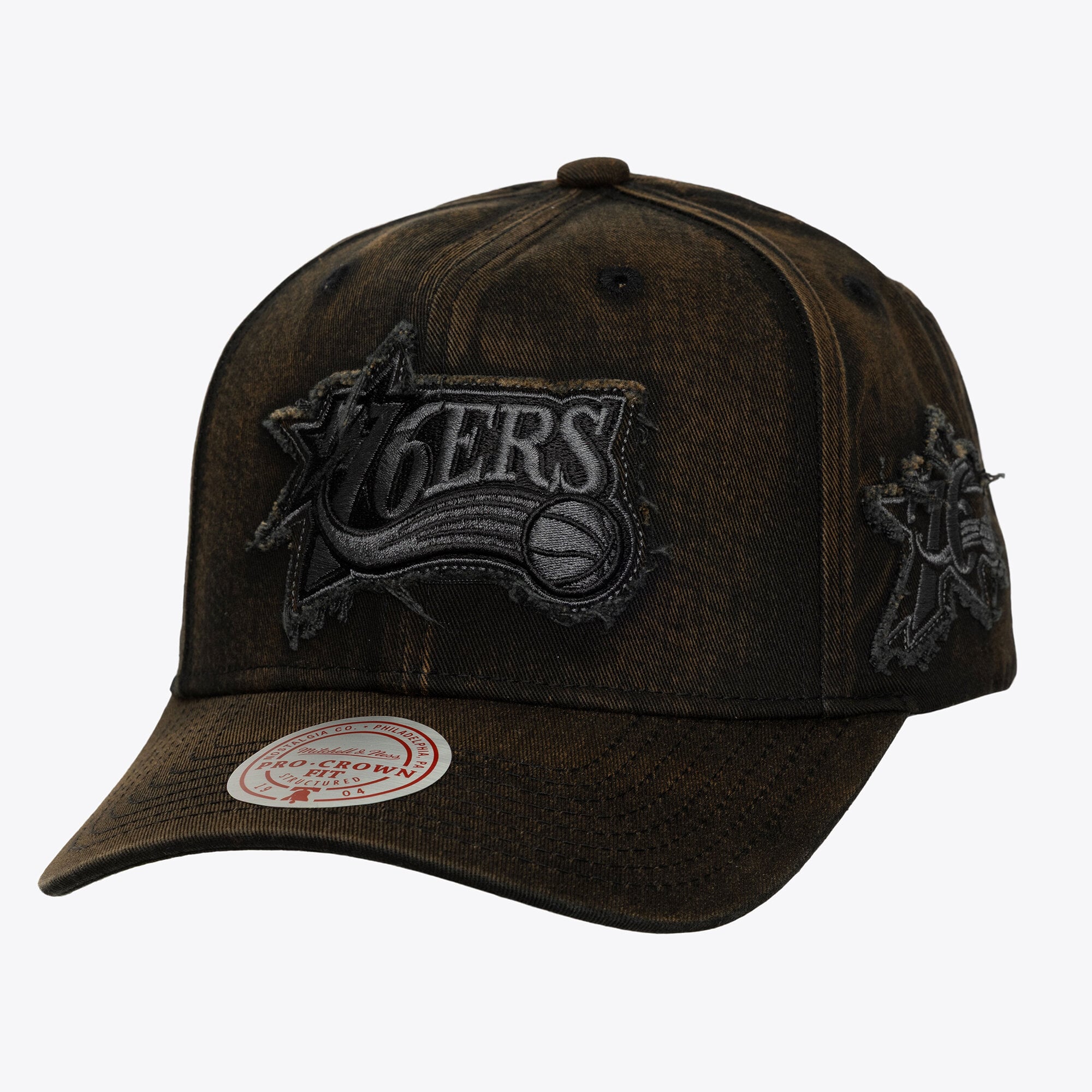 Philadelphia 76ers Black Downtown Pro Crown Snapback Hat