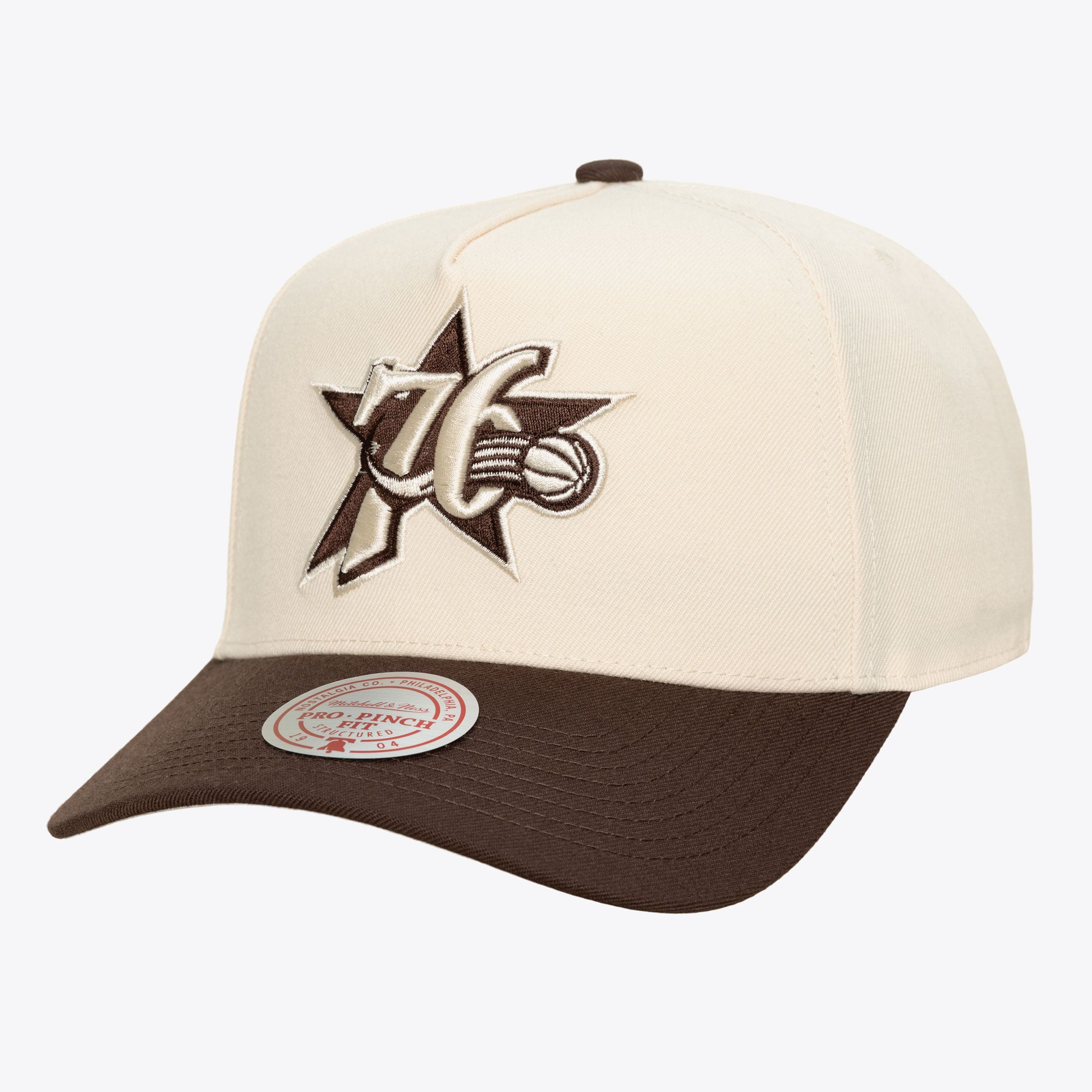 Philadelphia 76ers Cream & Brown Hardwood Classics Pro Pinch Snapback Hat