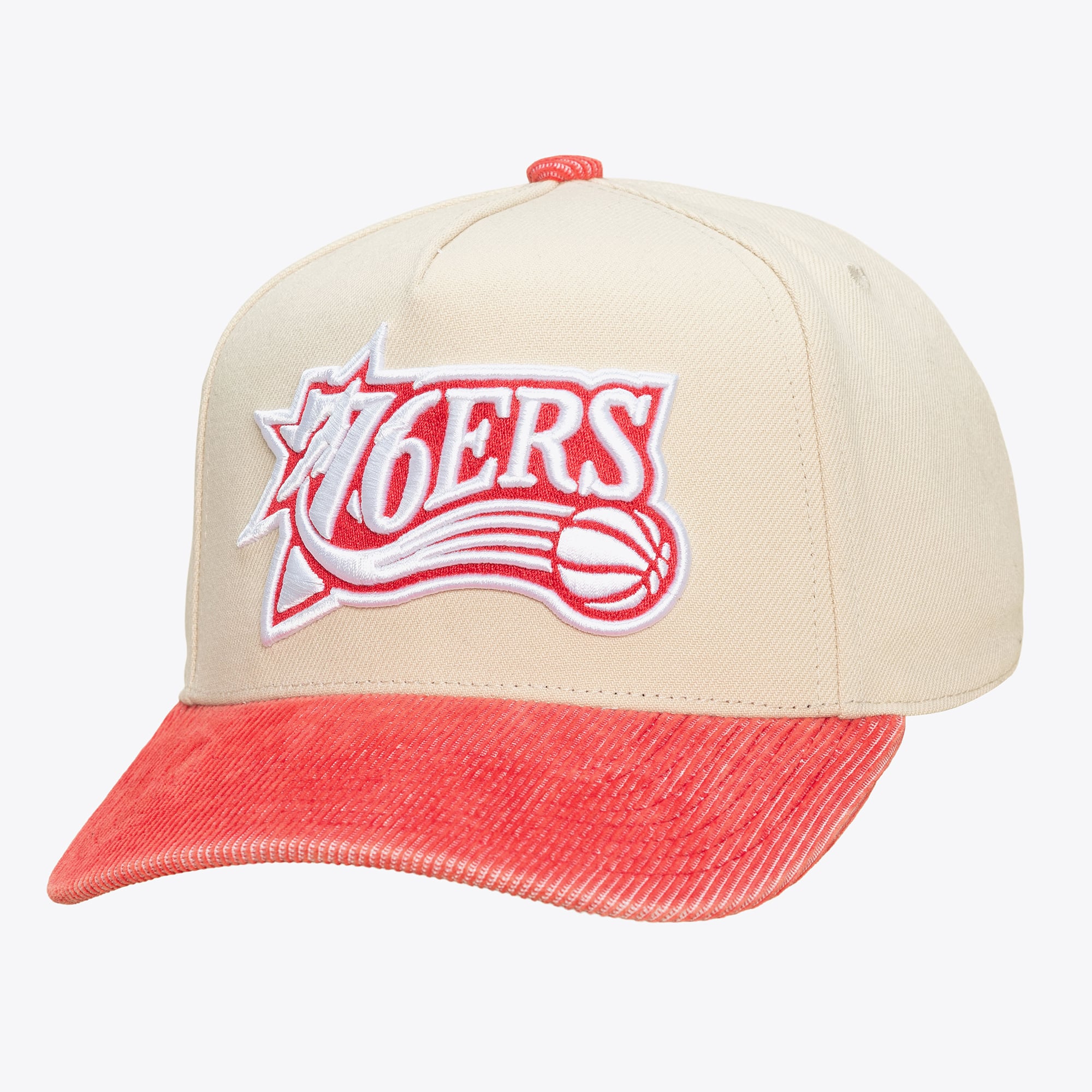 Philadelphia 76ers Cream Hardwood Classics Faded Corduroy Pro Pinch Snapback Hat
