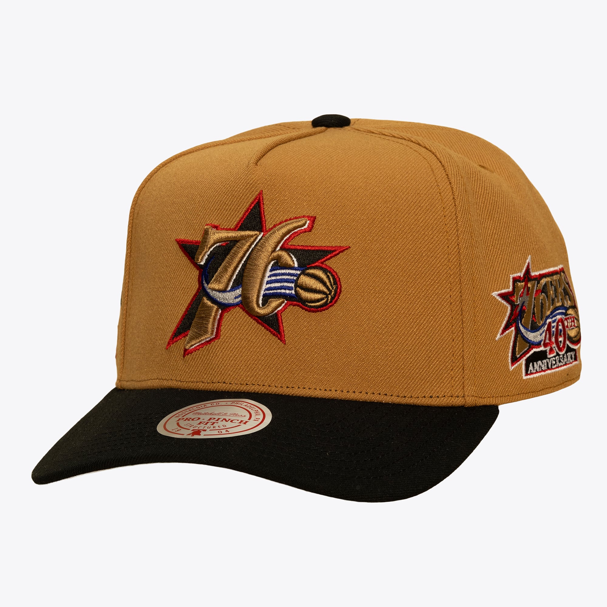 Philadelphia 76ers Gold/Black Hardwood Classics In the City Pro Pinch Snapback Hat