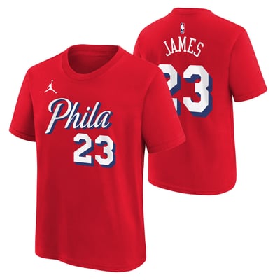 Philadelphia 76ers Jordan Brand Statement Edition Name & Number T-Shirt - Lebron James