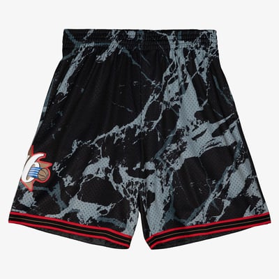 Philadelphia 76ers Mitchell & Ness 2000 Team Marble Swingman Shorts - Black - Mens