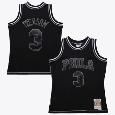 Philadelphia 76ers Mitchell & Ness Allen Iverson 1996 Contrast 2K Swingman Jersey - Black