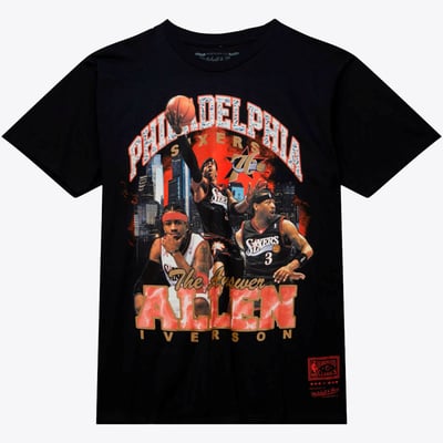 Philadelphia 76ers Mitchell & Ness Allen Iverson Bling Hardwood Classics T-Shirt - Black - Mens