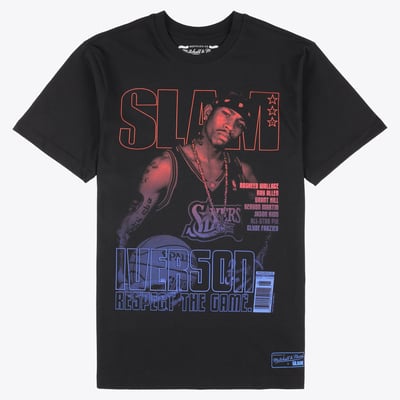 Philadelphia 76ers Mitchell & Ness Gradient Slam T-Shirt - Black - Mens