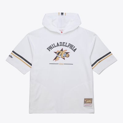 Philadelphia 76ers Mitchell & Ness Graphic Ss Hood T-Shirt - White - Mens