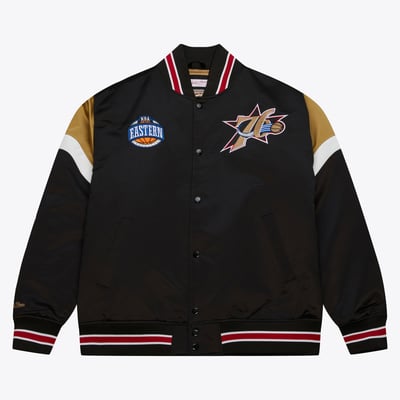 Philadelphia 76ers Mitchell & Ness Heavyweight Satin Jacket - Black - Mens