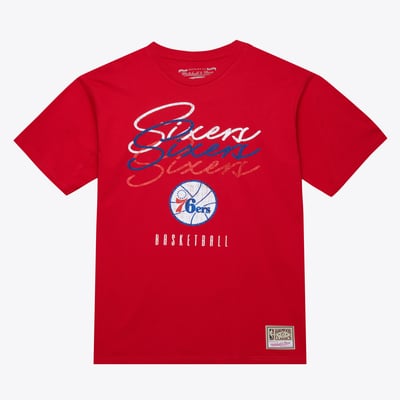 Philadelphia 76ers Mitchell & Ness Triple Stack T-Shirt - Red - Mens