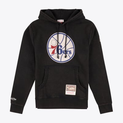 Philadelphia 76ers Mitchell & Ness Worn Logo Hoodie - Black - Mens