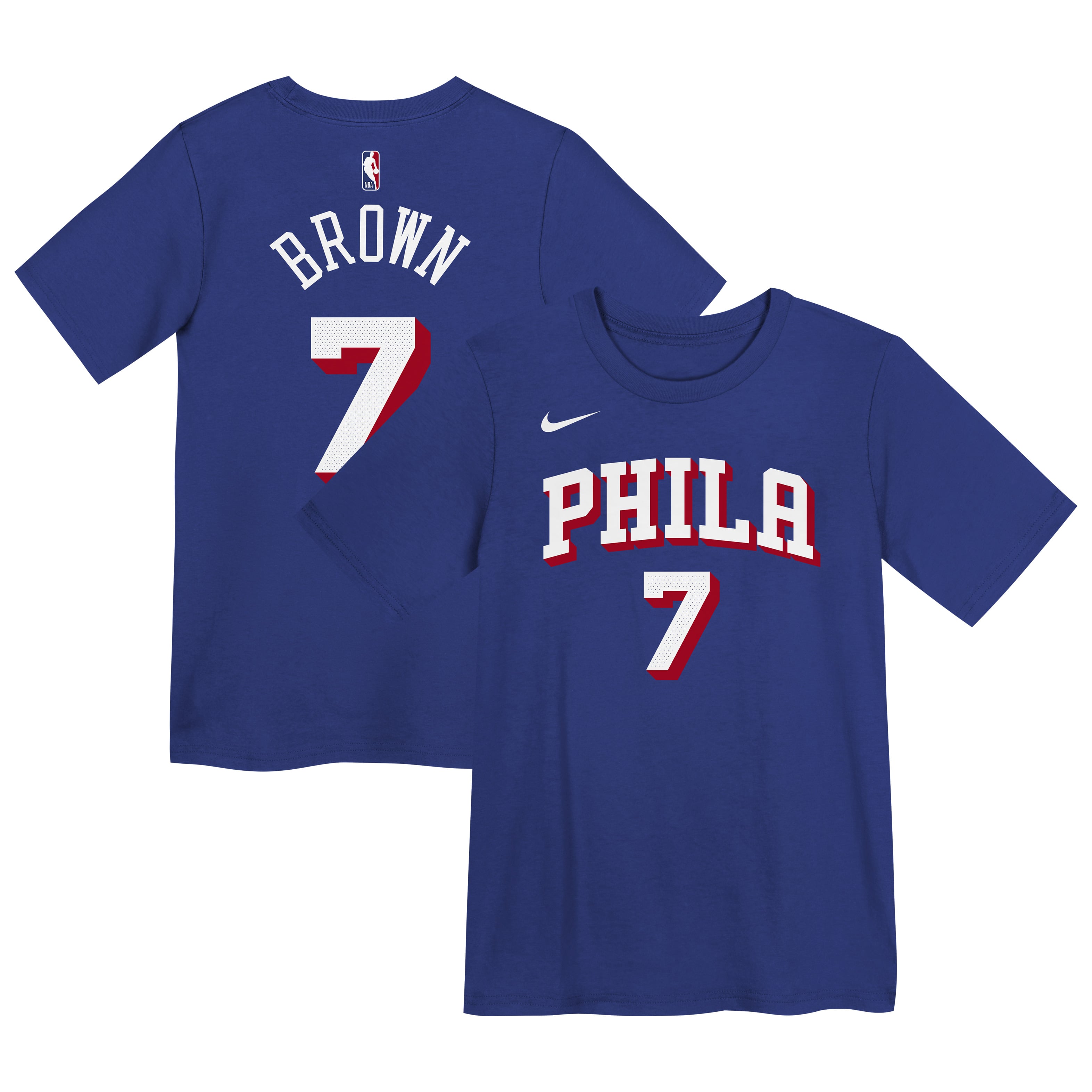 T-shirt Nike Jaylen Brown Royal Philadelphia 76ers Icon pour enfants d'âge préscolaire (nom et numéro)