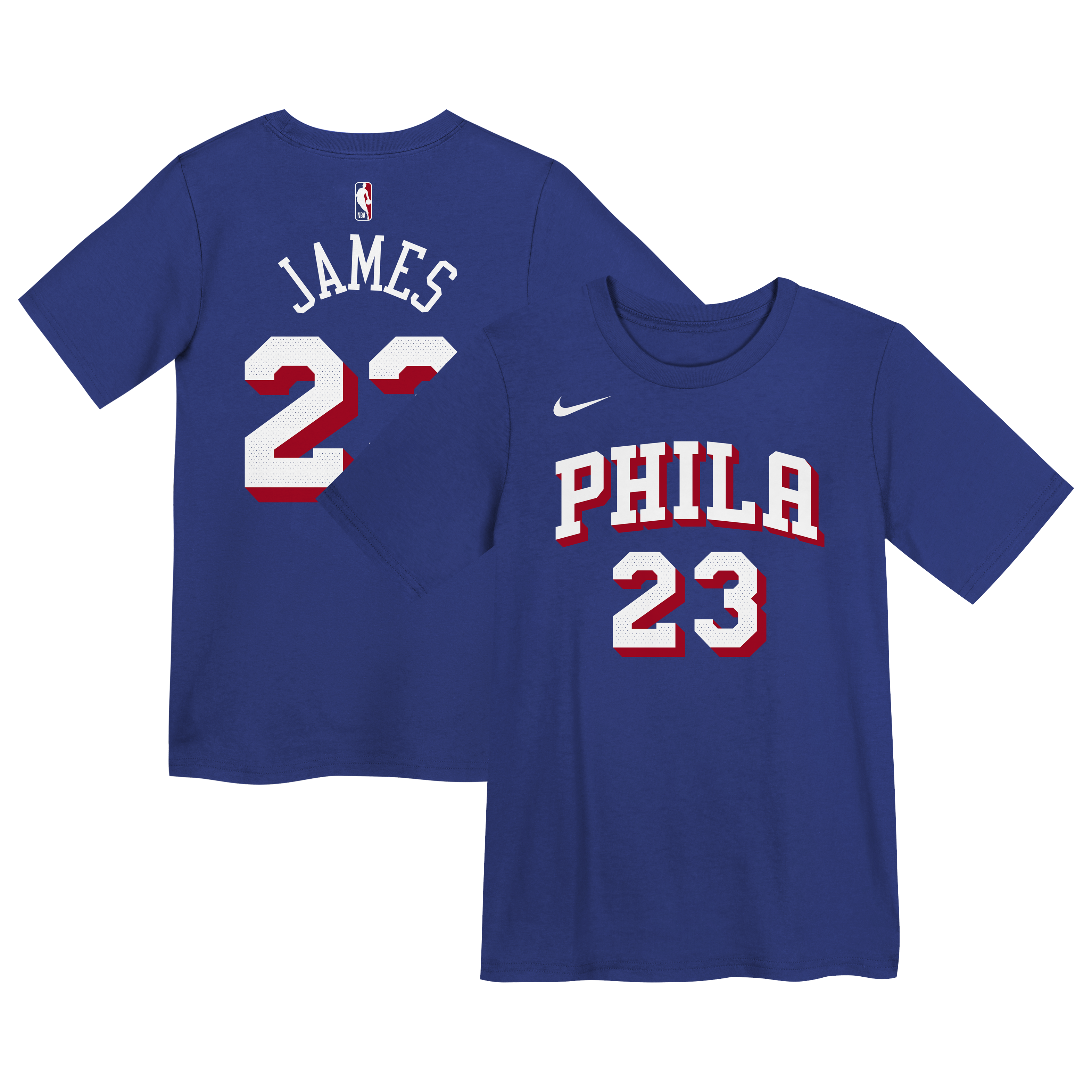 T-shirt Nike LeBron James Royal Philadelphia 76ers Icon pour enfants d'âge préscolaire (nom et numéro)