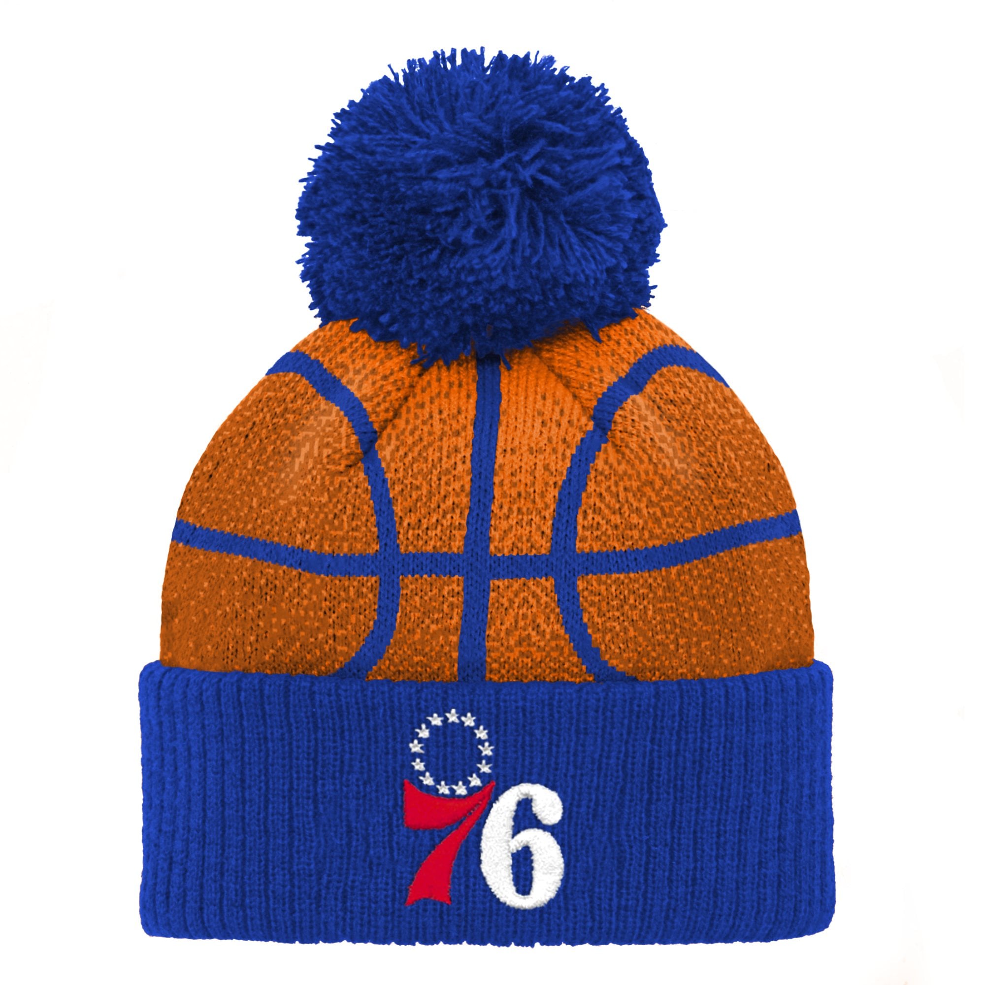 Bonnet en tricot à revers et pompon bleu préscolaire des Philadelphia 76ers