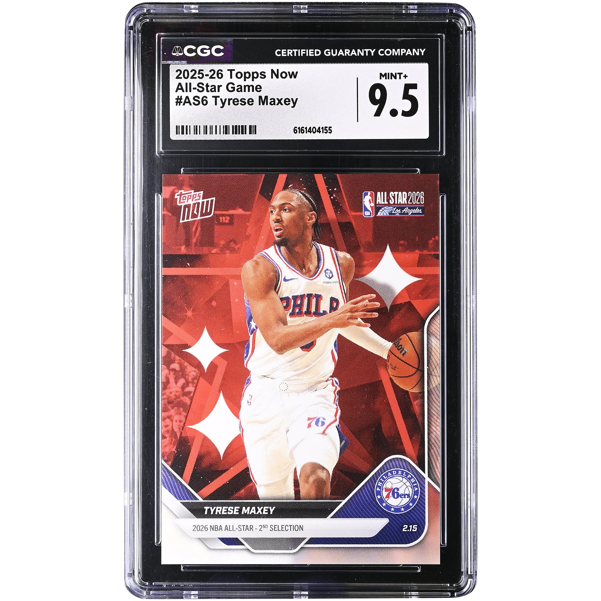 Carte Tyrese Maxey Philadelphia 76ers 2025-26 Topps Now All-Star Game #AS6 authentifiée CGC 9.5